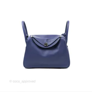 Herms Lindy Tressage De Cuir 30 Bleu Encre/Brique/Black Swift Palladium Hardware