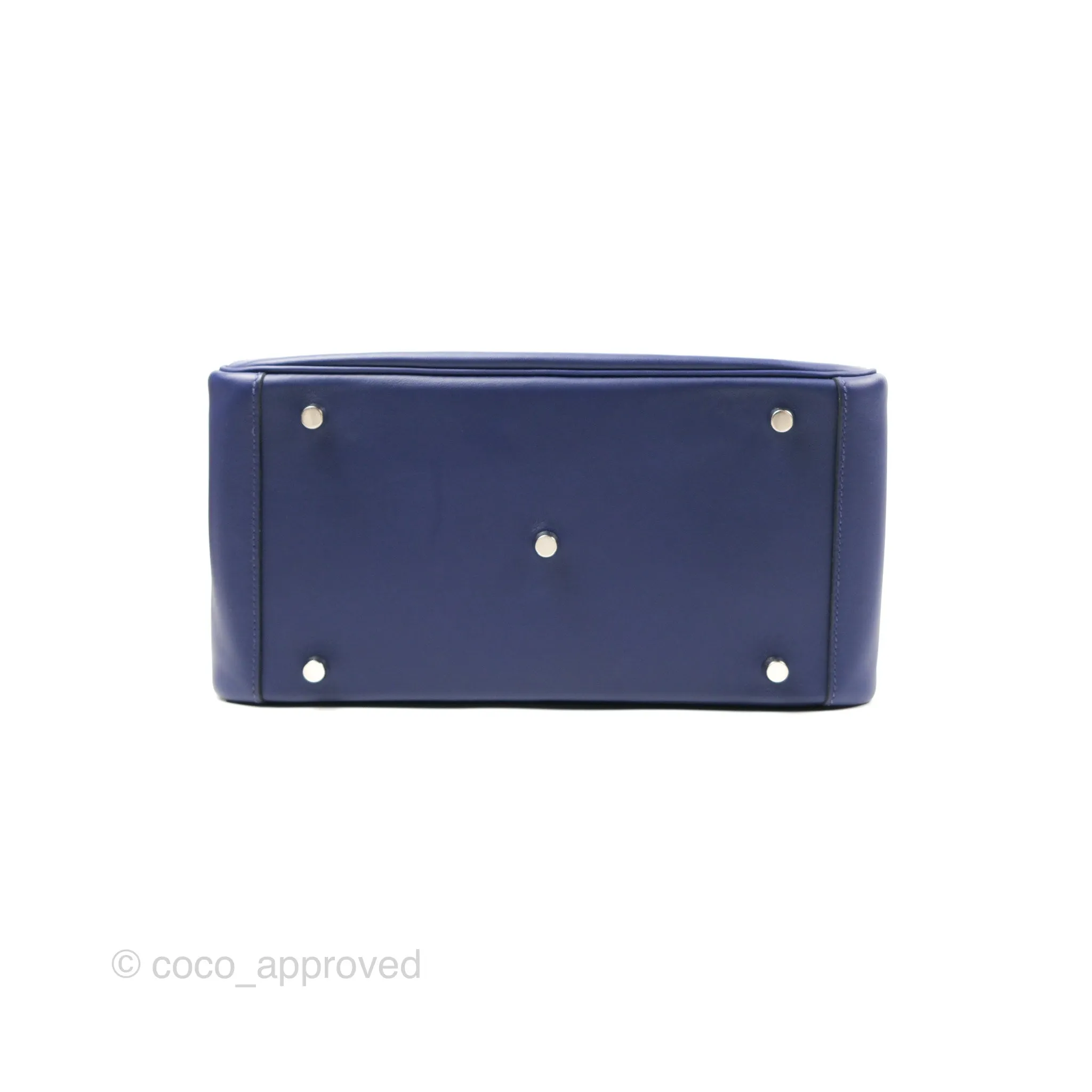 Herms Lindy Tressage De Cuir 30 Bleu Encre/Brique/Black Swift Palladium Hardware