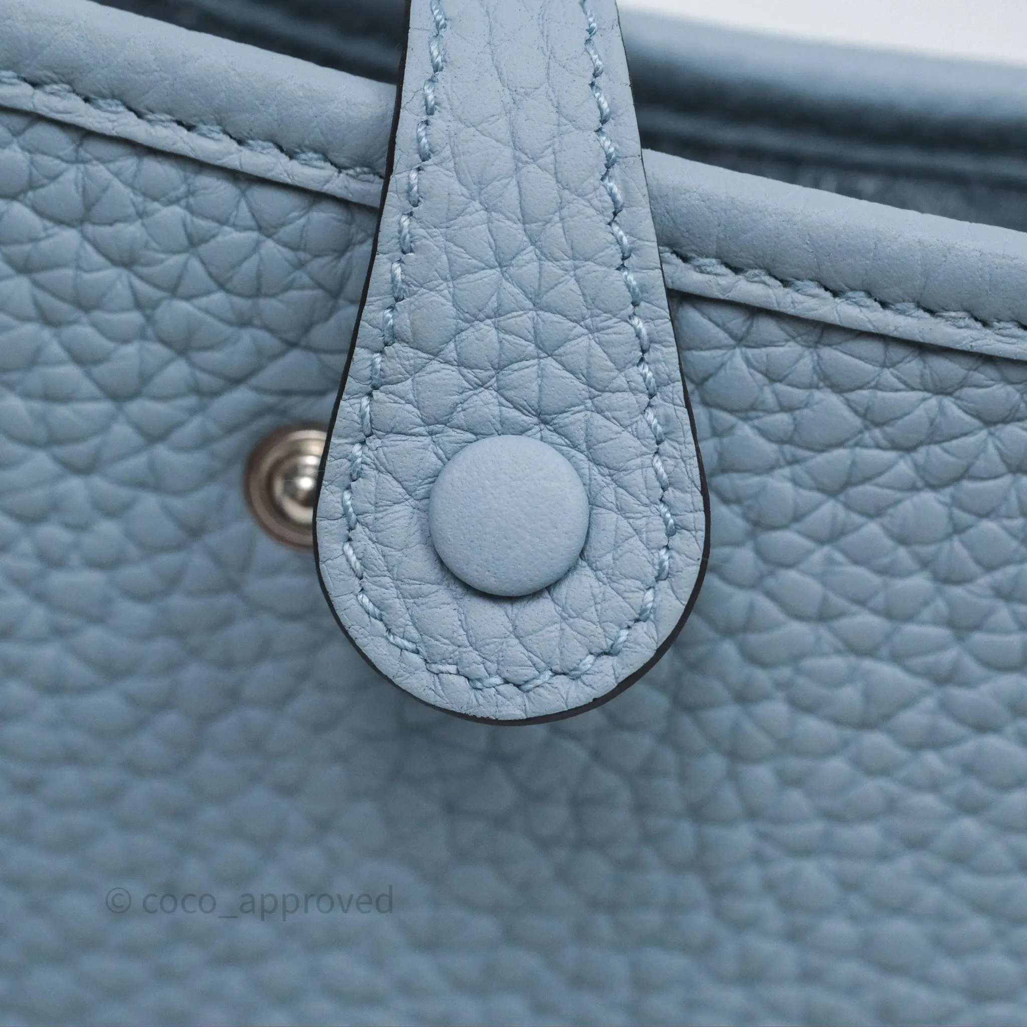 Herms Mini Evelyne 16 Amazone Bleu Lin Taurillon Clemence Palladium Hardware