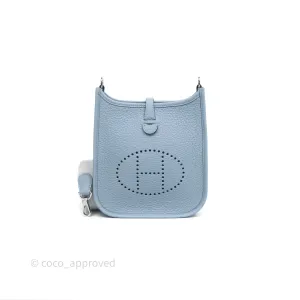 Herms Mini Evelyne 16 Amazone Bleu Lin Taurillon Clemence Palladium Hardware