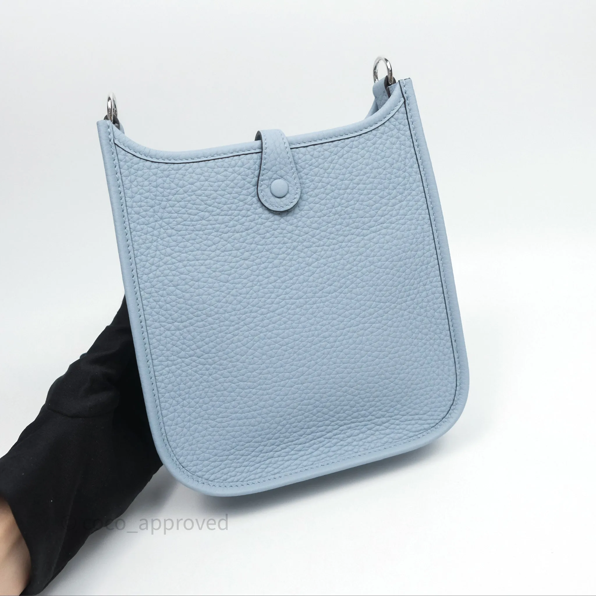 Herms Mini Evelyne 16 Amazone Bleu Lin Taurillon Clemence Palladium Hardware