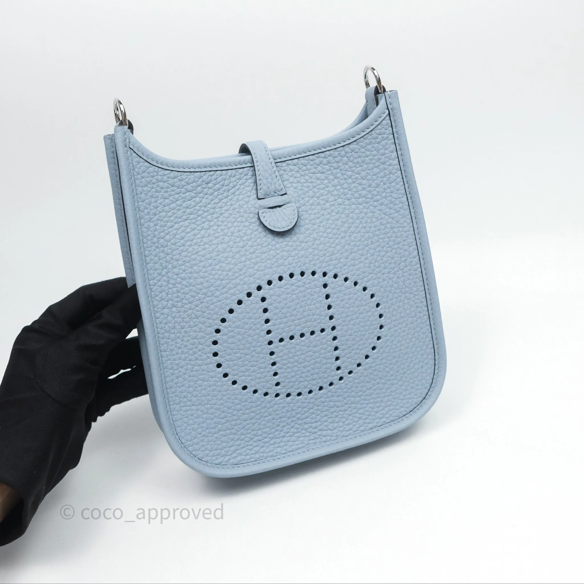 Herms Mini Evelyne 16 Amazone Bleu Lin Taurillon Clemence Palladium Hardware