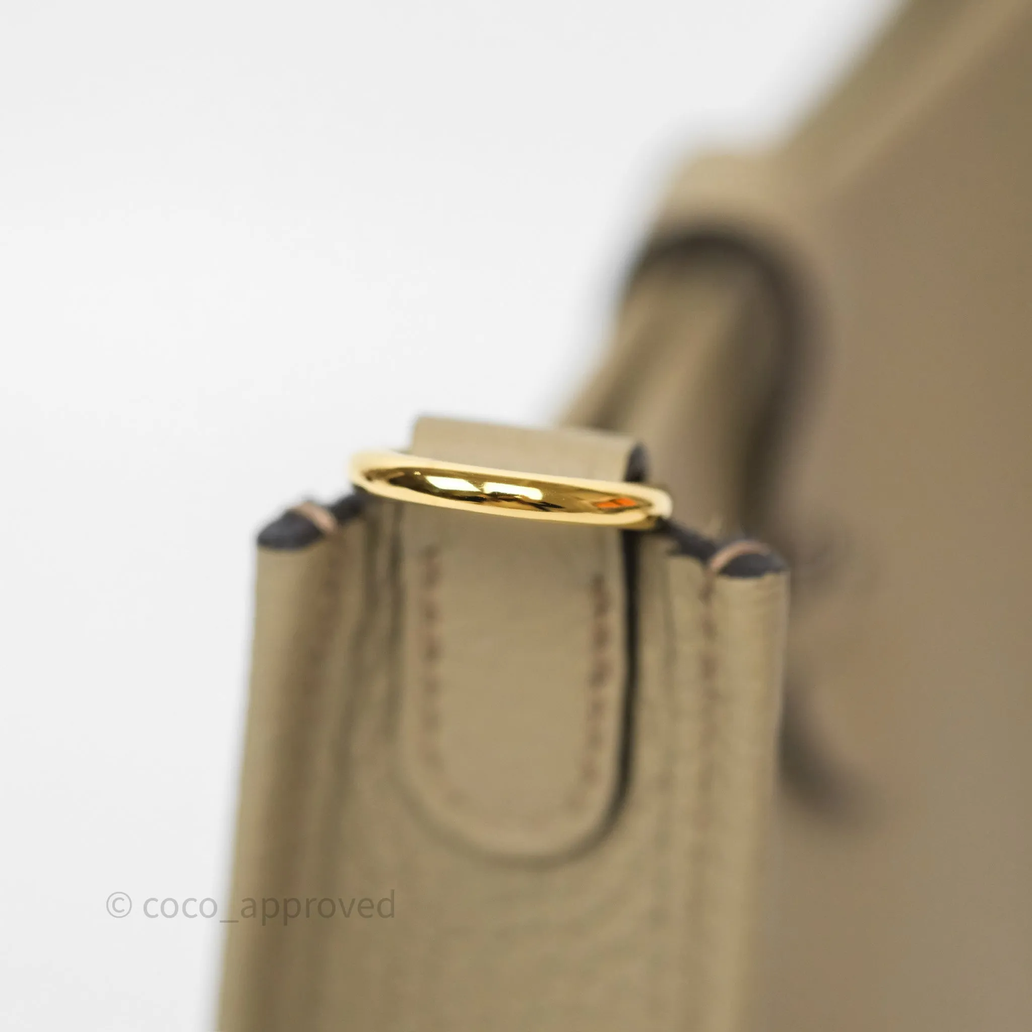 Herms Mini Evelyne 16 Beige Marfa 8Q Clemence Gold Hardware