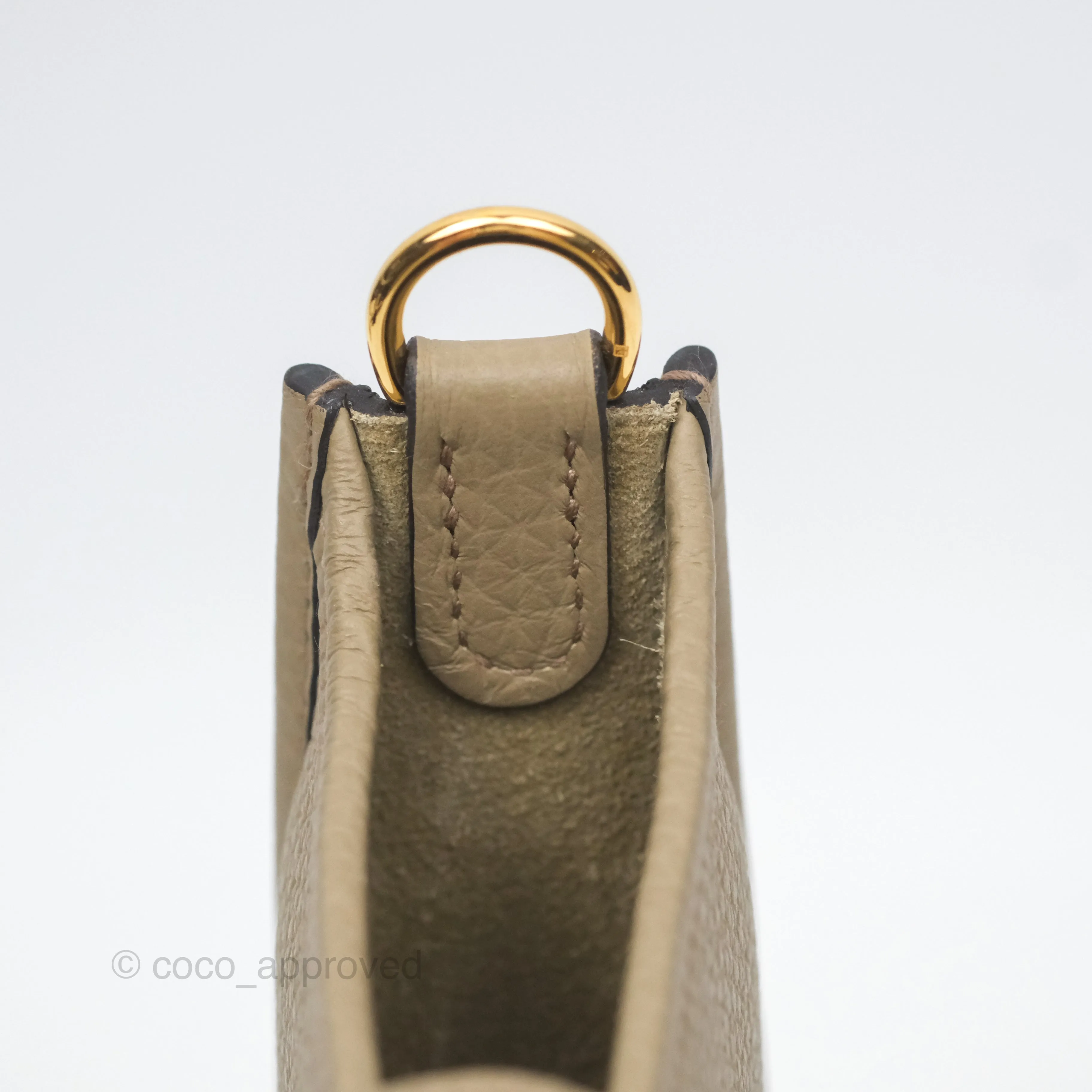 Herms Mini Evelyne 16 Beige Marfa 8Q Clemence Gold Hardware