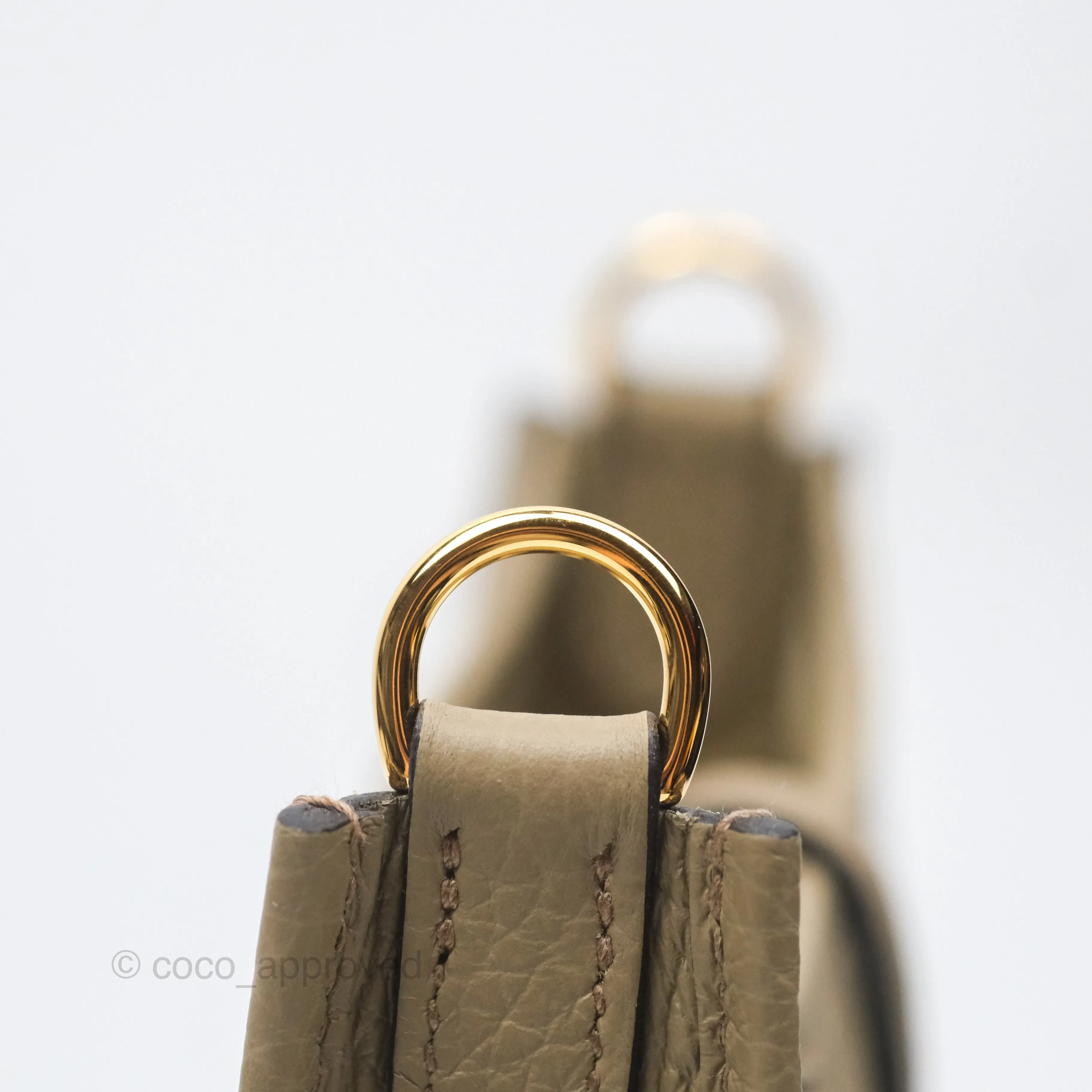 Herms Mini Evelyne 16 Beige Marfa 8Q Clemence Gold Hardware