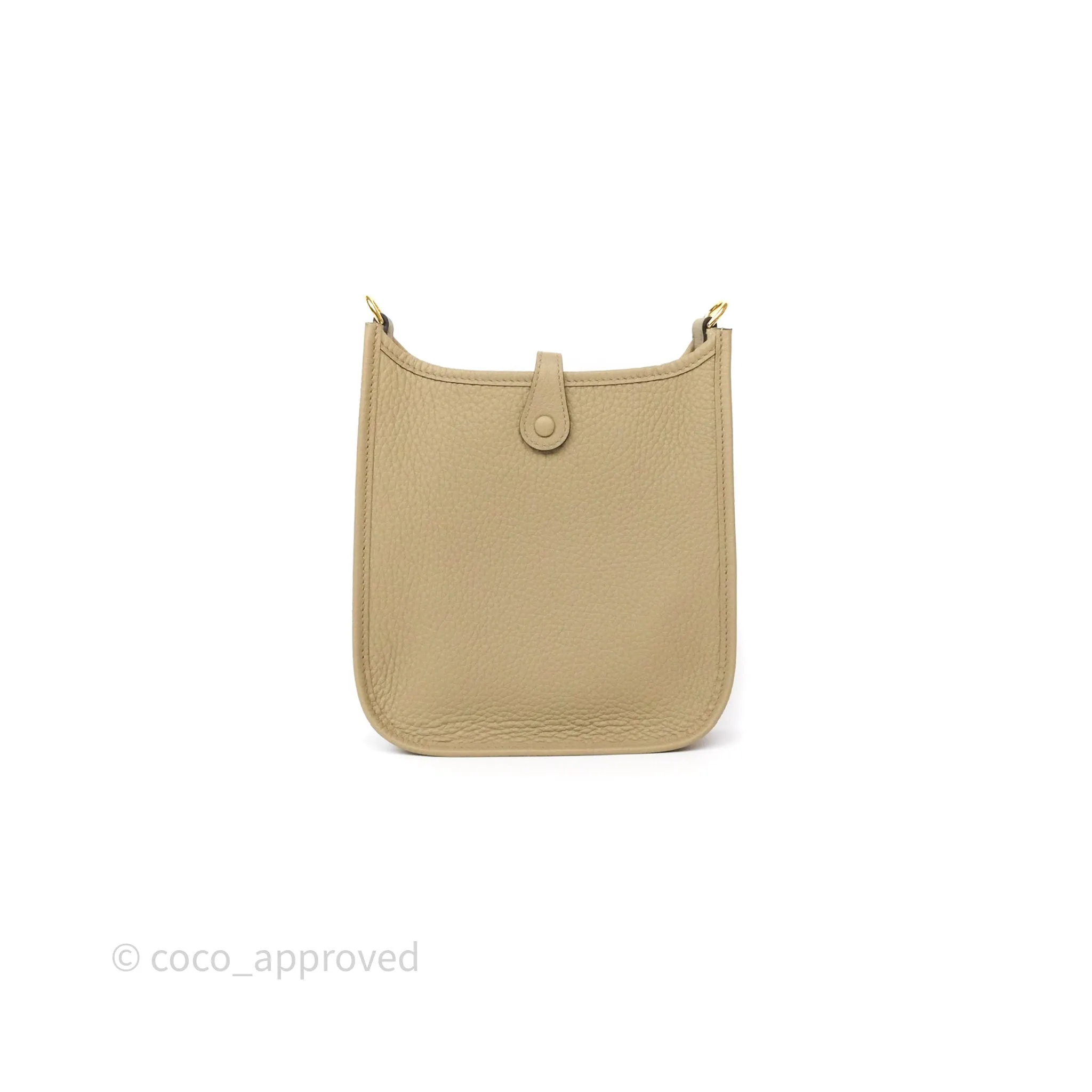 Herms Mini Evelyne 16 Beige Marfa 8Q Clemence Gold Hardware