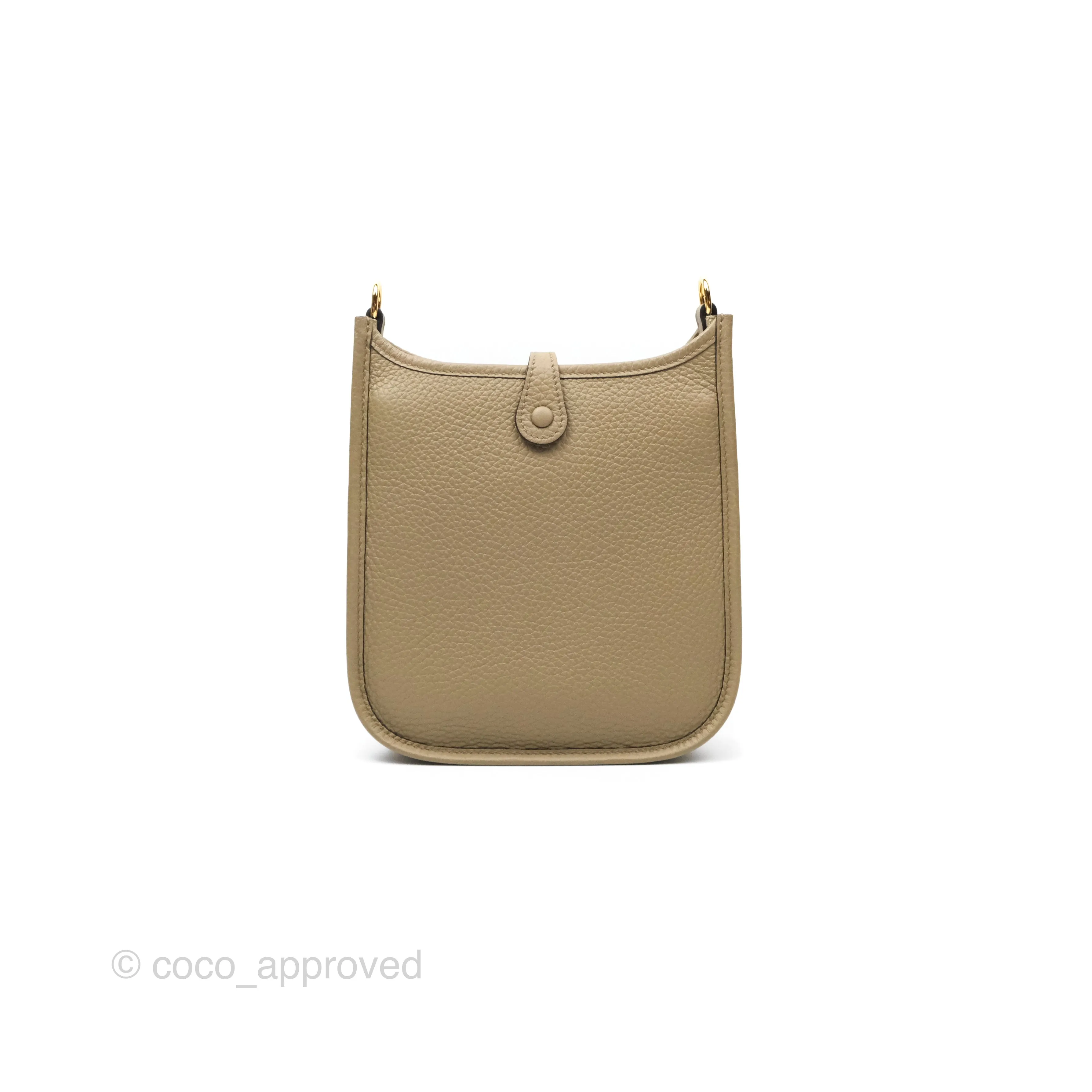 Herms Mini Evelyne 16 Beige Marfa 8Q Clemence Gold Hardware