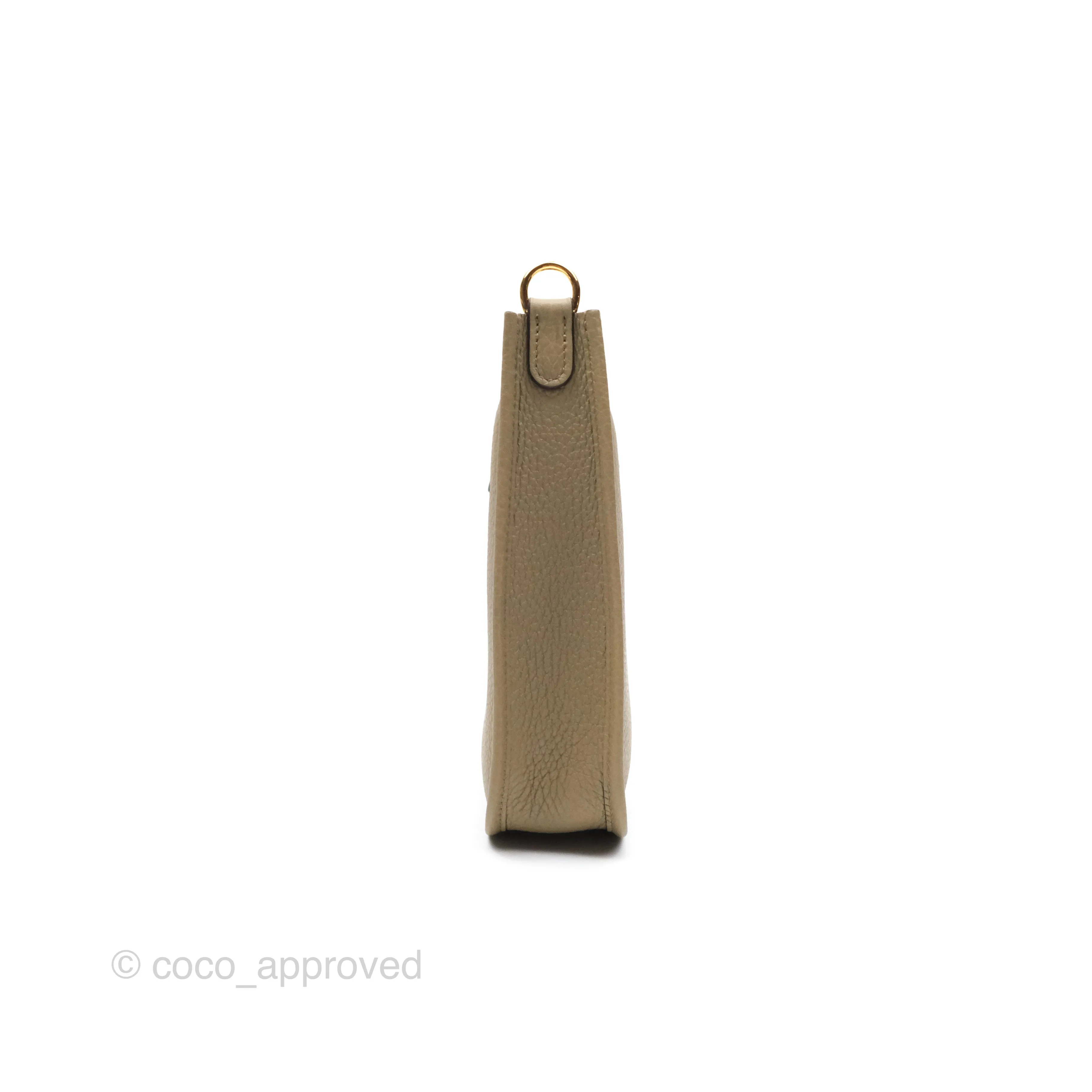 Herms Mini Evelyne 16 Beige Marfa 8Q Clemence Gold Hardware