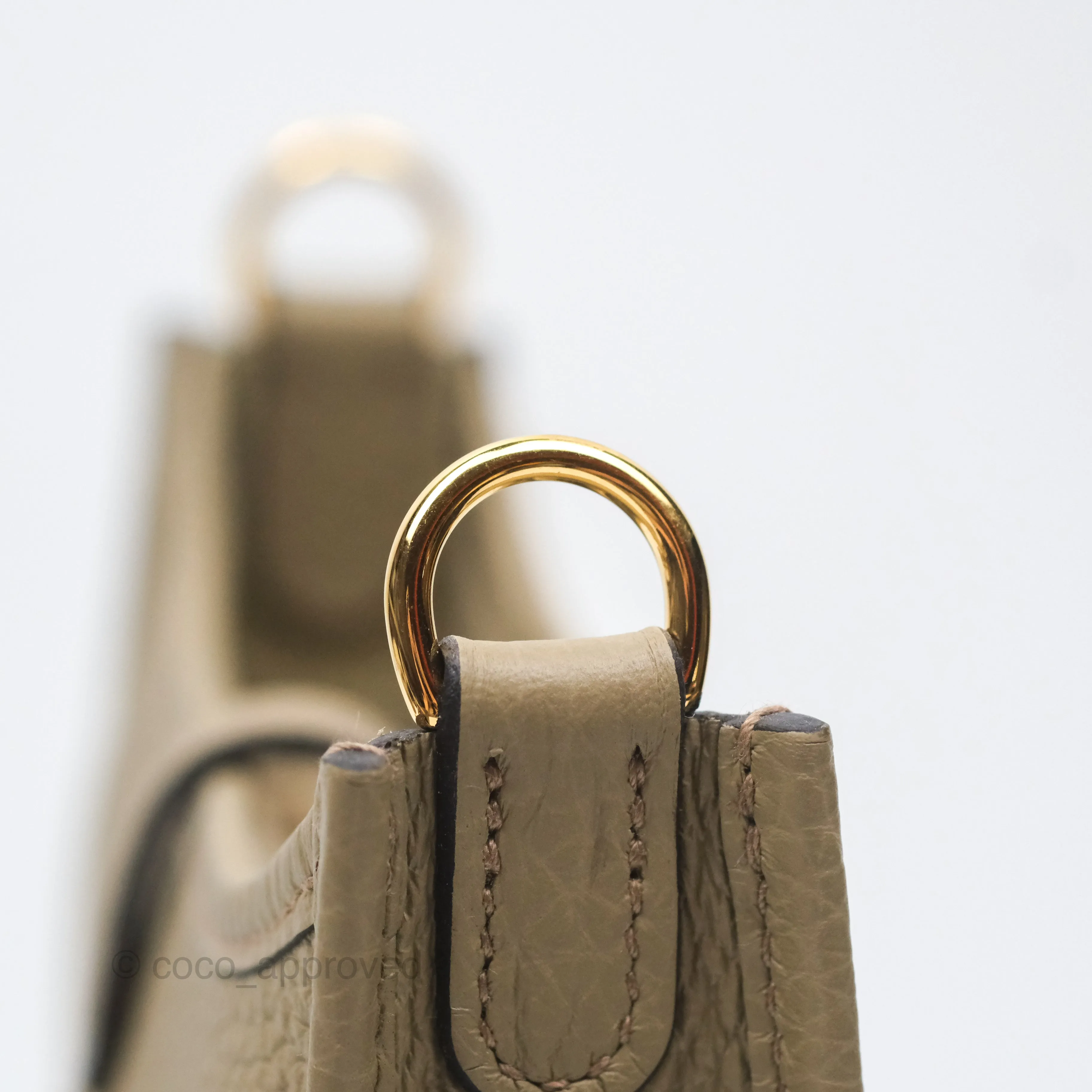 Herms Mini Evelyne 16 Beige Marfa 8Q Clemence Gold Hardware