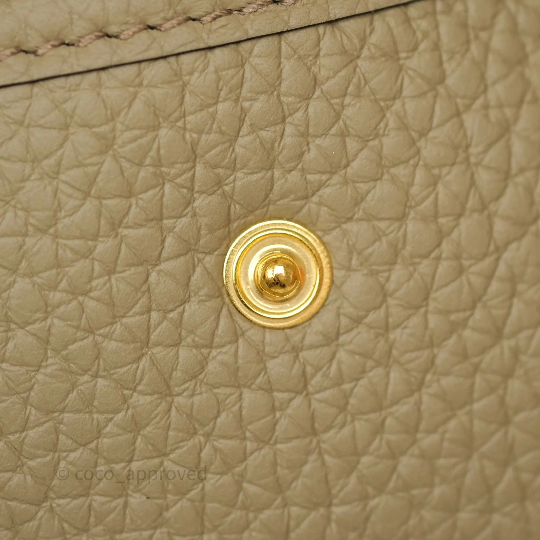 Herms Mini Evelyne 16 Beige Marfa 8Q Clemence Gold Hardware