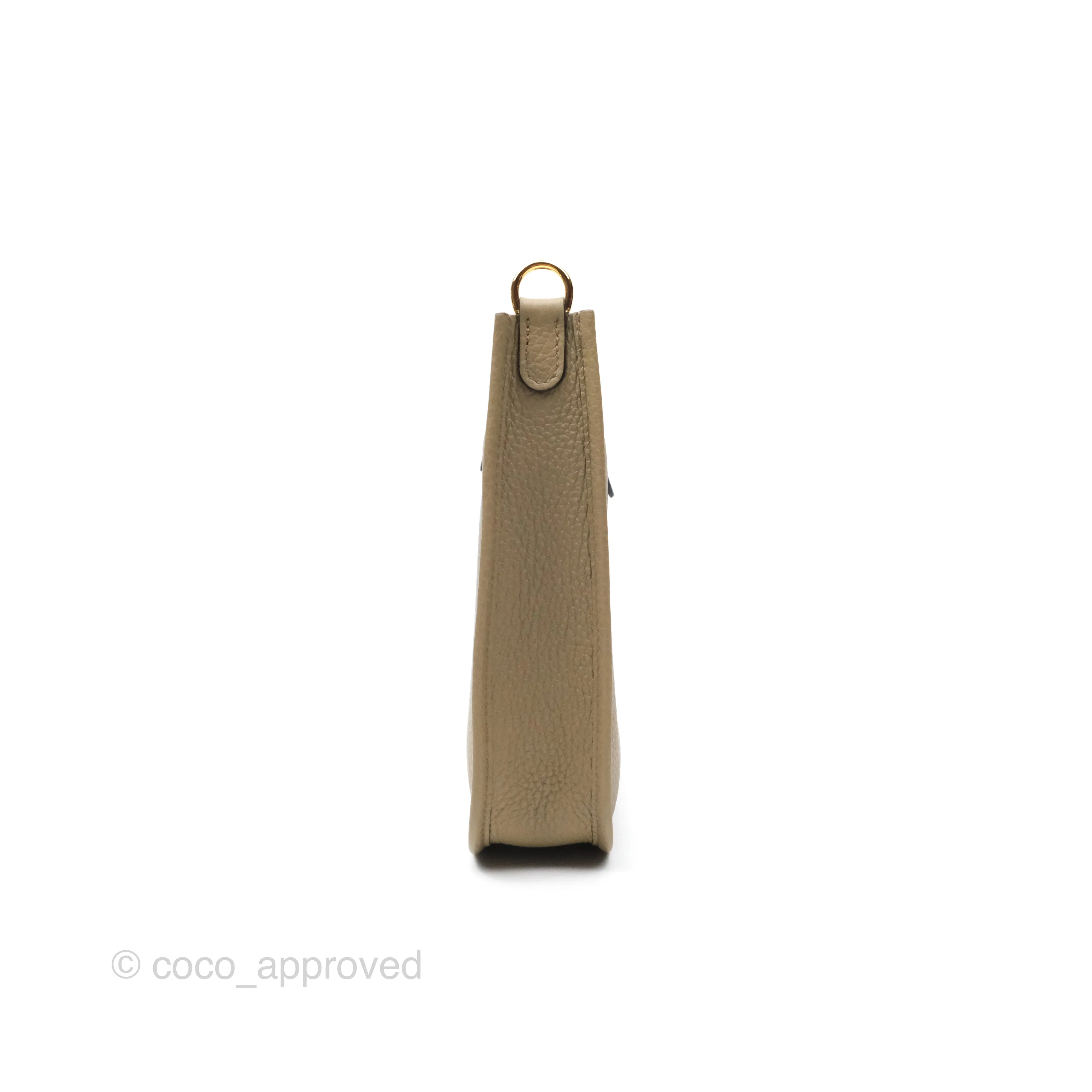 Herms Mini Evelyne 16 Beige Marfa 8Q Clemence Gold Hardware