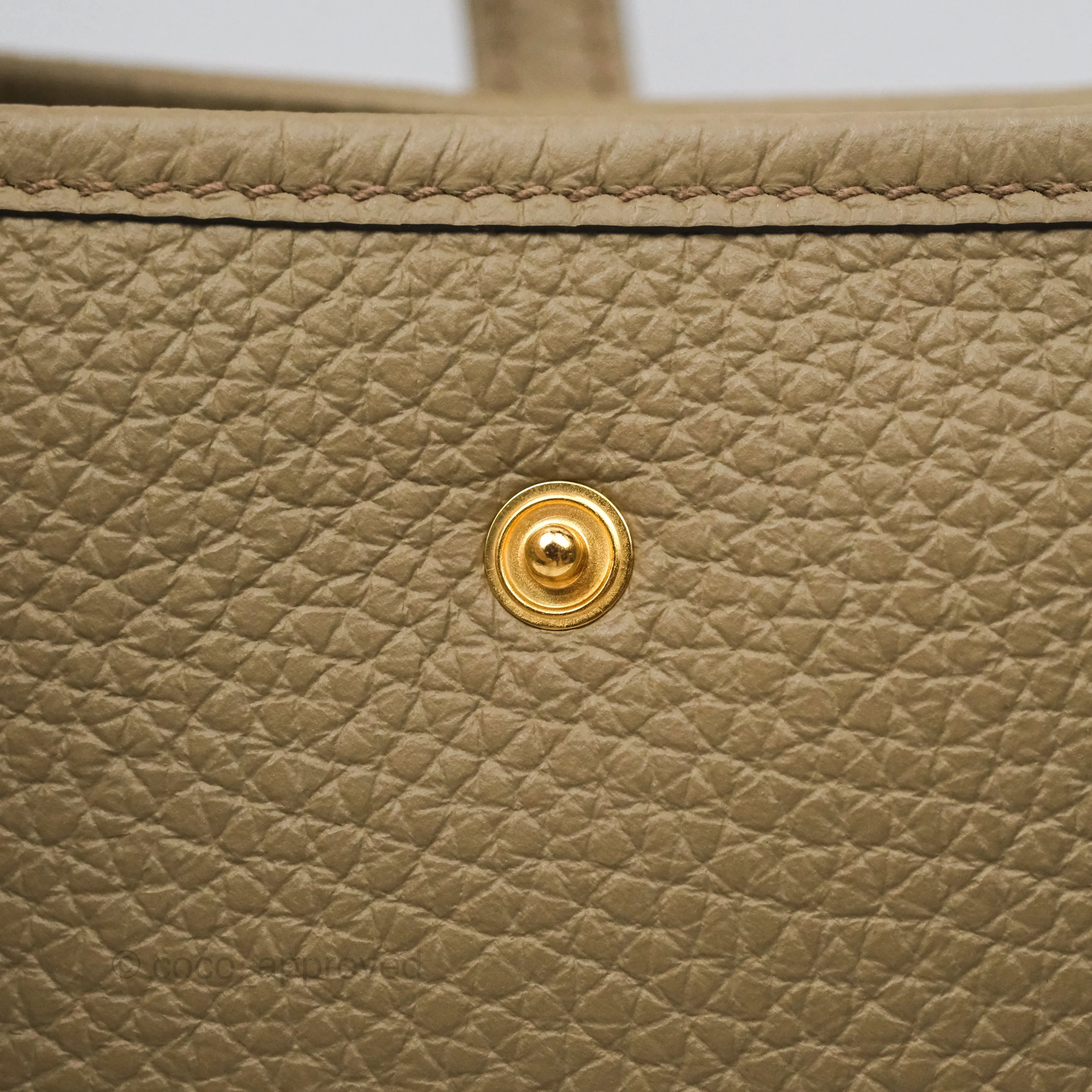 Herms Mini Evelyne 16 Beige Marfa 8Q Clemence Gold Hardware
