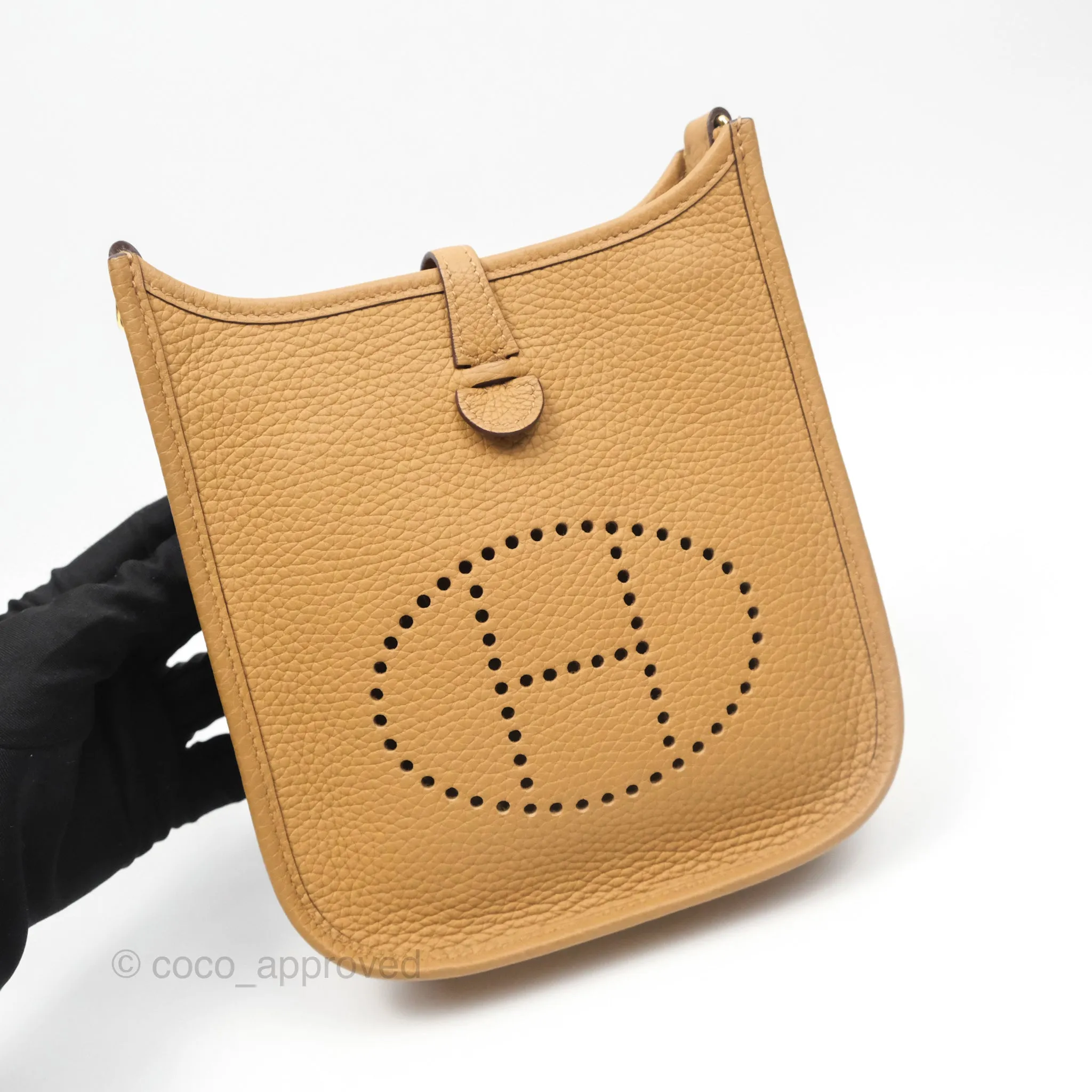 Herms Mini Evelyne 16 Biscuit 48 Clemence Gold Hardware