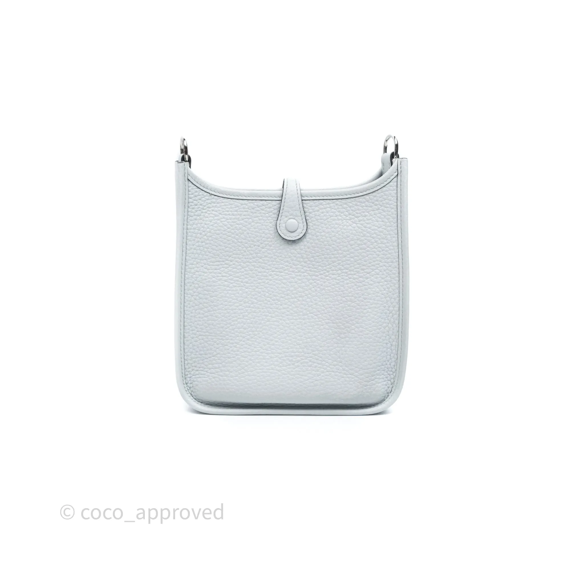 Herms Mini Evelyne 16 Bleu Pale 08 Clemence Palladium Hardware
