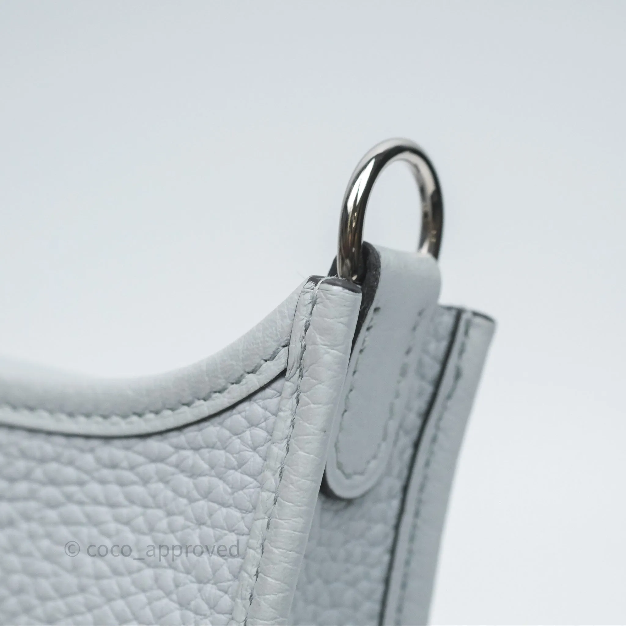 Herms Mini Evelyne 16 Bleu Pale 08 Clemence Palladium Hardware