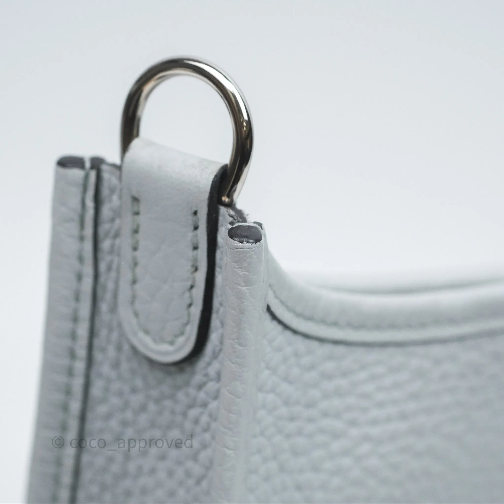 Herms Mini Evelyne 16 Bleu Pale 08 Clemence Palladium Hardware