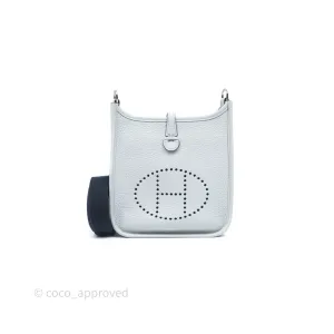 Herms Mini Evelyne 16 Bleu Pale 08 Clemence Palladium Hardware