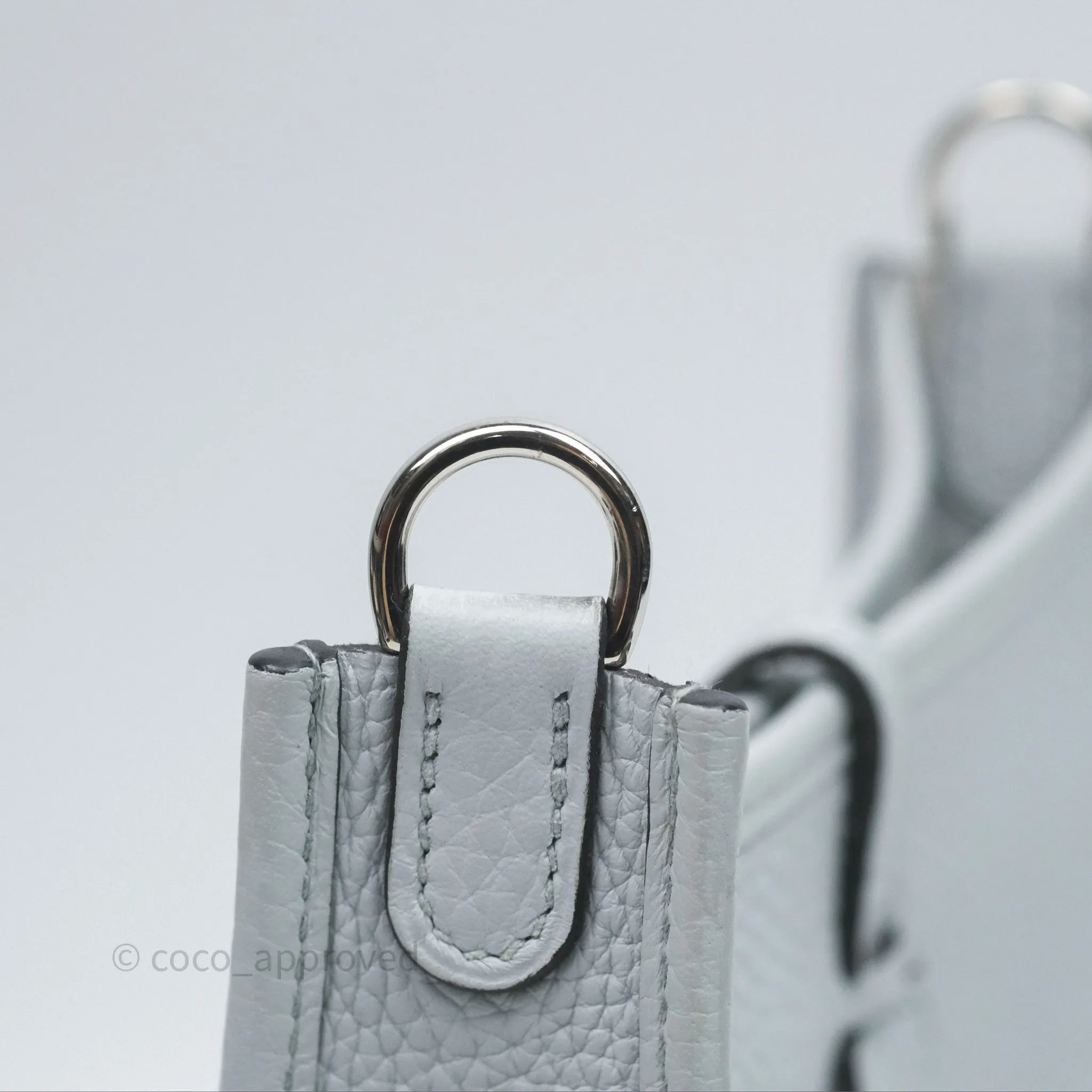 Herms Mini Evelyne 16 Bleu Pale 08 Clemence Palladium Hardware
