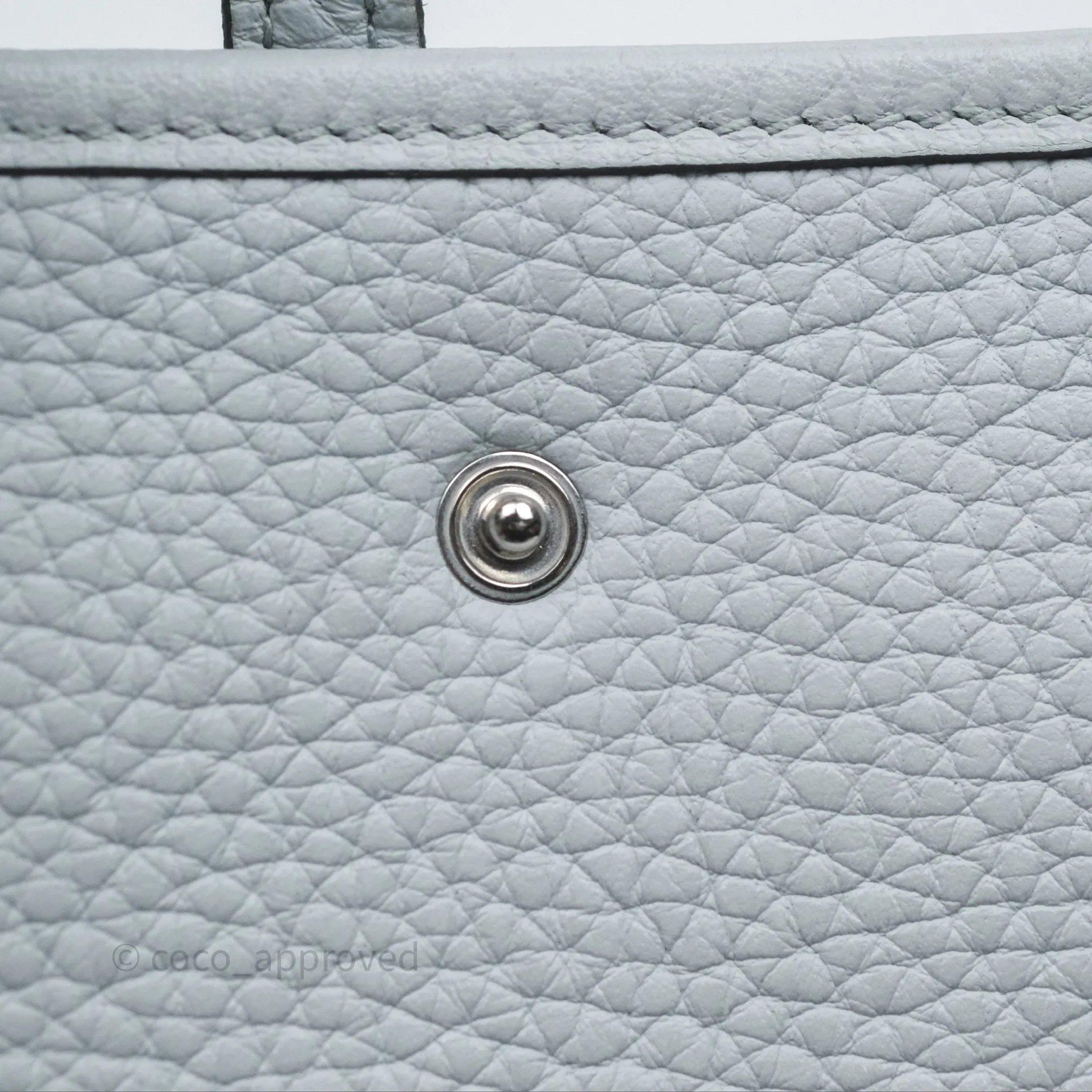Herms Mini Evelyne 16 Bleu Pale 08 Clemence Palladium Hardware