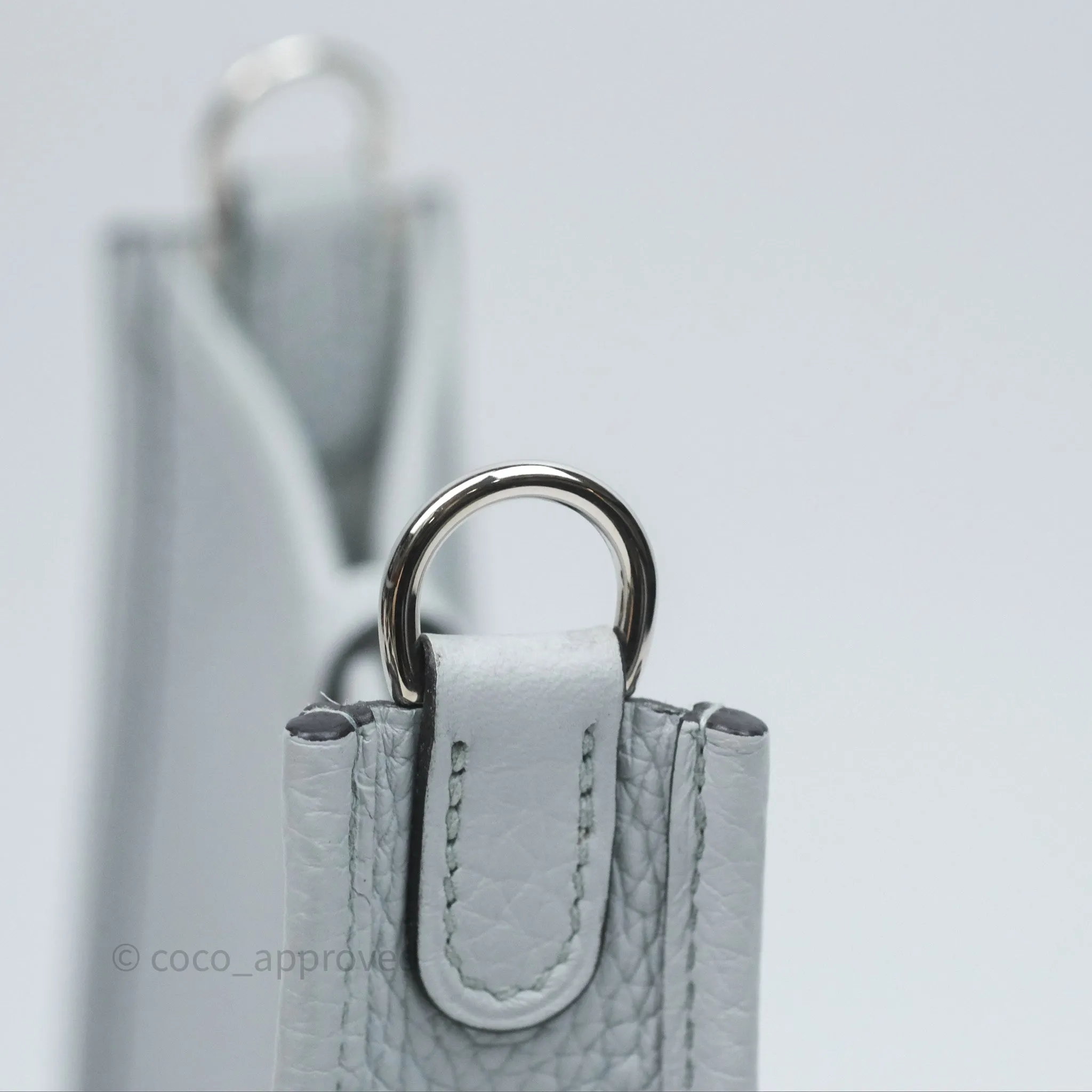 Herms Mini Evelyne 16 Bleu Pale 08 Clemence Palladium Hardware