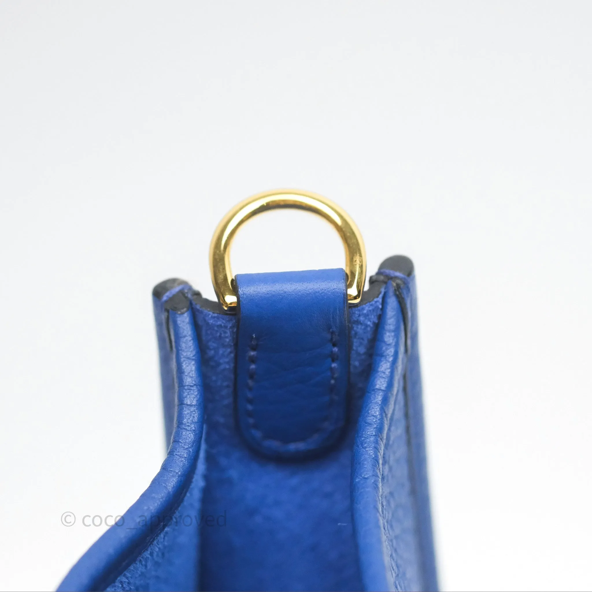 Herms Mini Evelyne 16 Bleu Royal O8 Clemence Gold Hardware