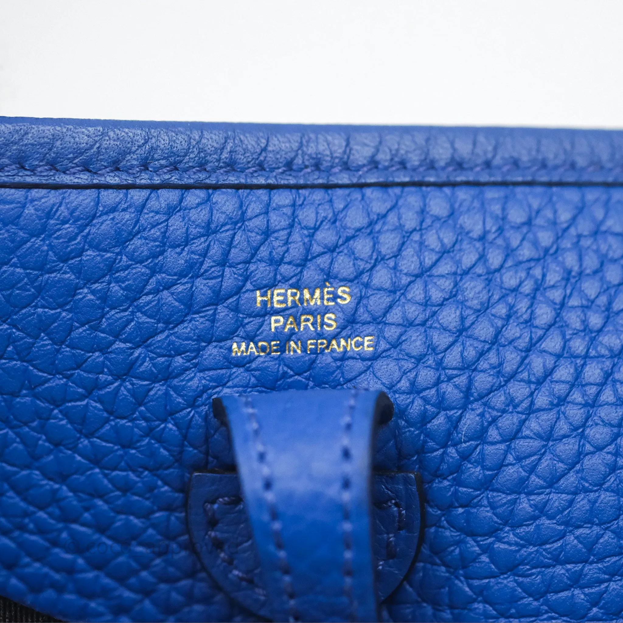 Herms Mini Evelyne 16 Bleu Royal O8 Clemence Gold Hardware