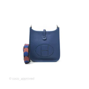 Herms Mini Evelyne 16 Bleu Saphir Taurillon Maurice Sangle Flipperball Palladium Hardware