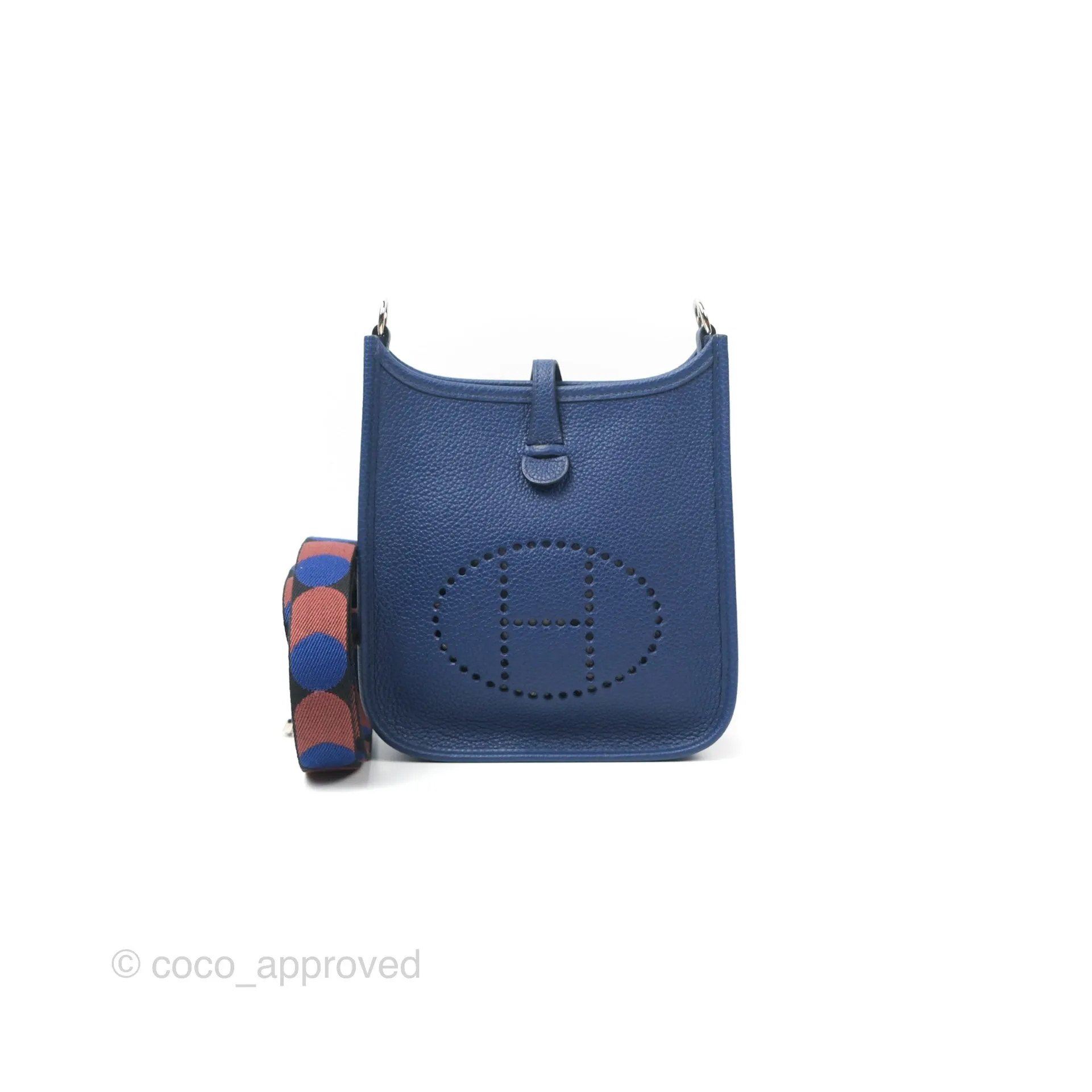 Herms Mini Evelyne 16 Bleu Saphir Taurillon Maurice Sangle Flipperball Palladium Hardware