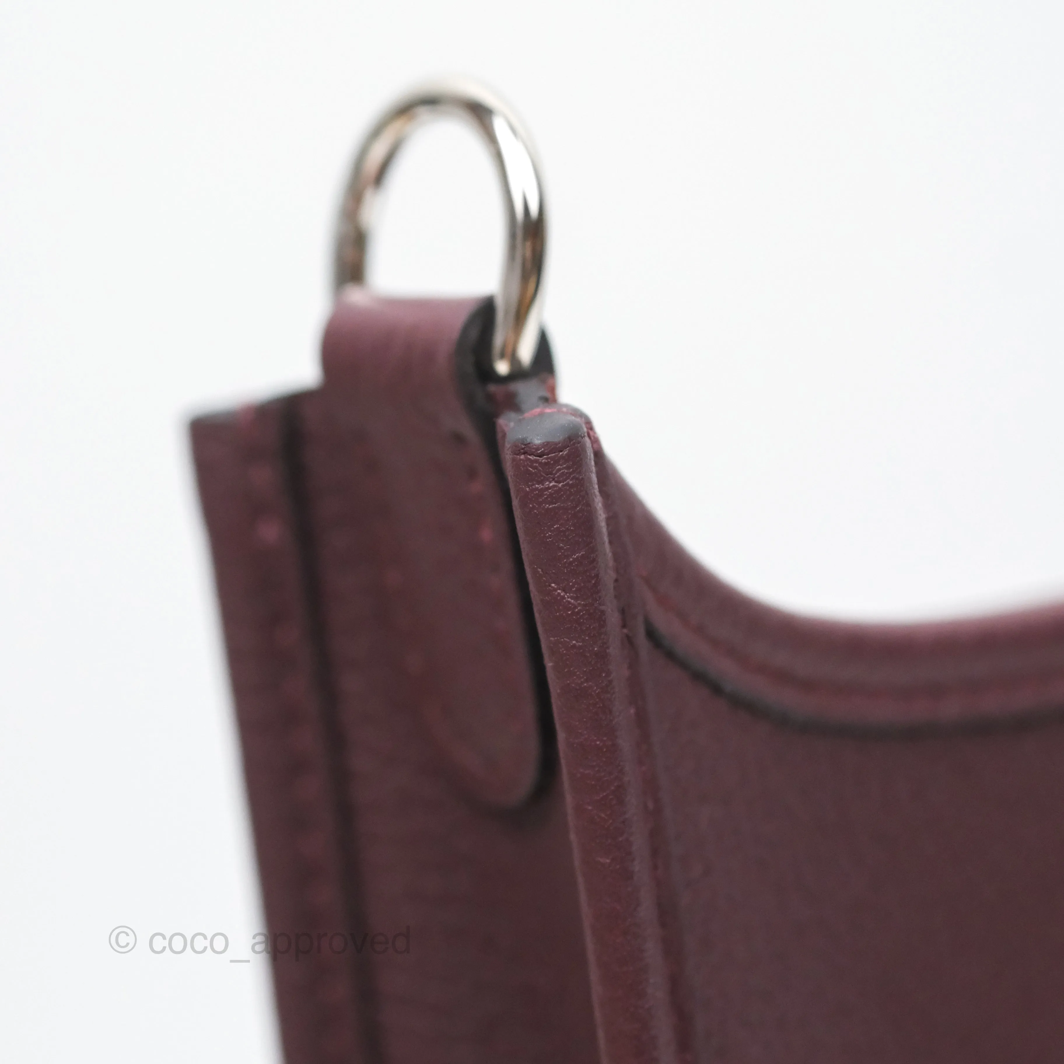 Herms Mini Evelyne 16 Bordeaux 57 Taurillon Maurice Palladium Hardware