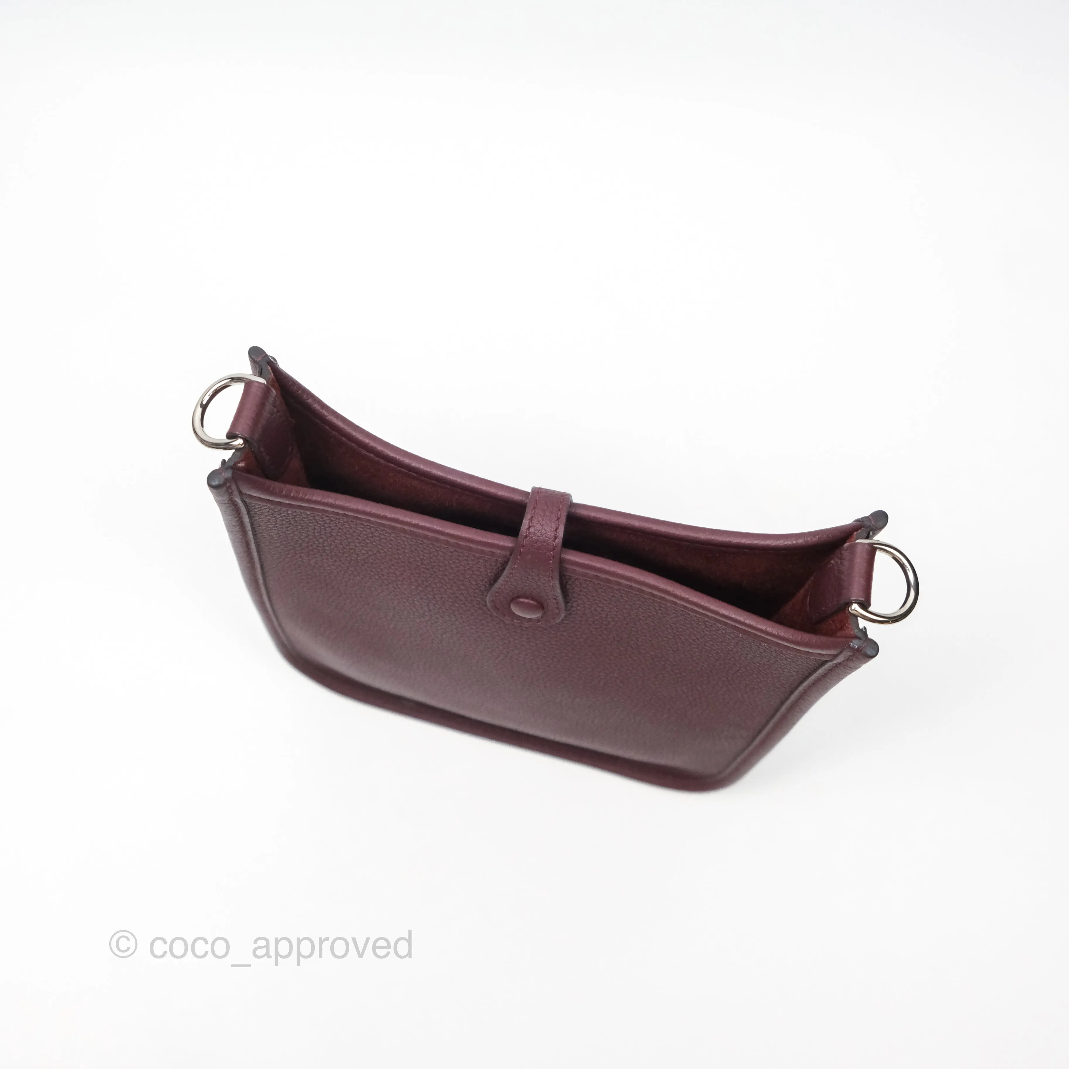 Herms Mini Evelyne 16 Bordeaux 57 Taurillon Maurice Palladium Hardware