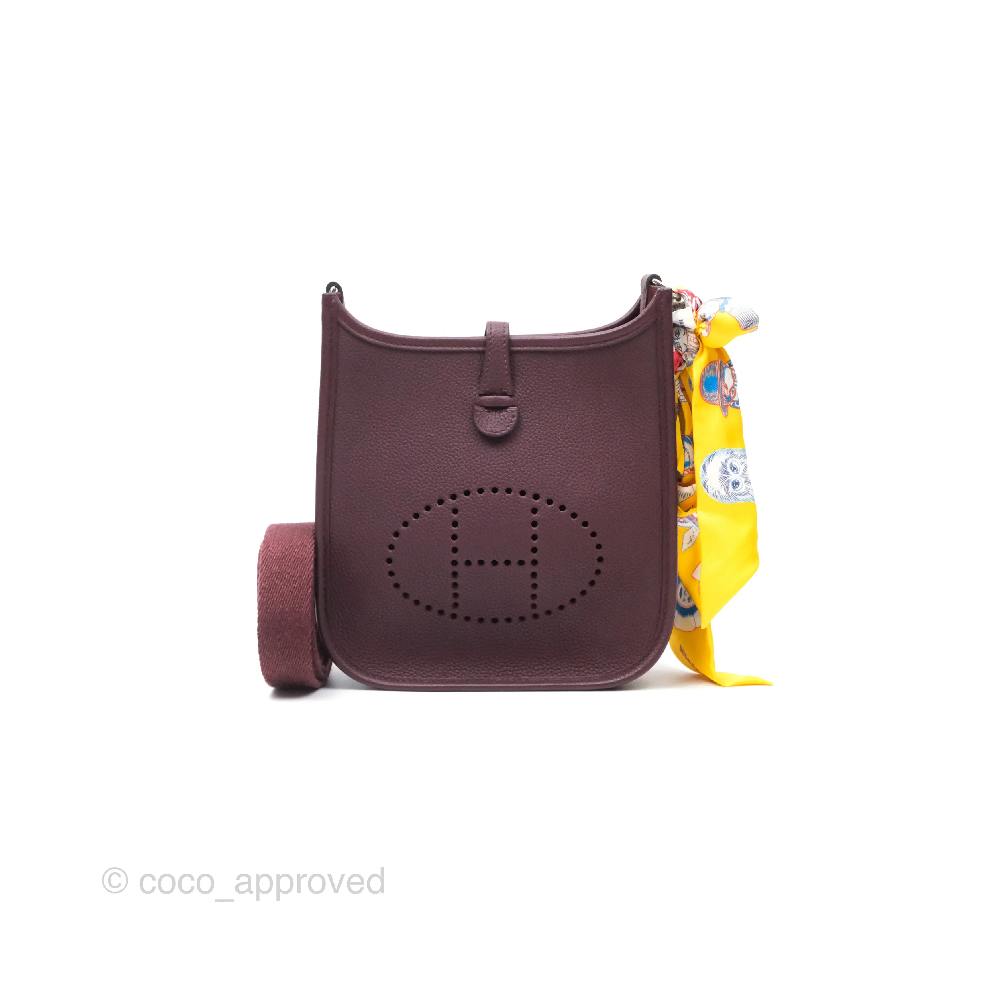 Herms Mini Evelyne 16 Bordeaux 57 Taurillon Maurice Palladium Hardware