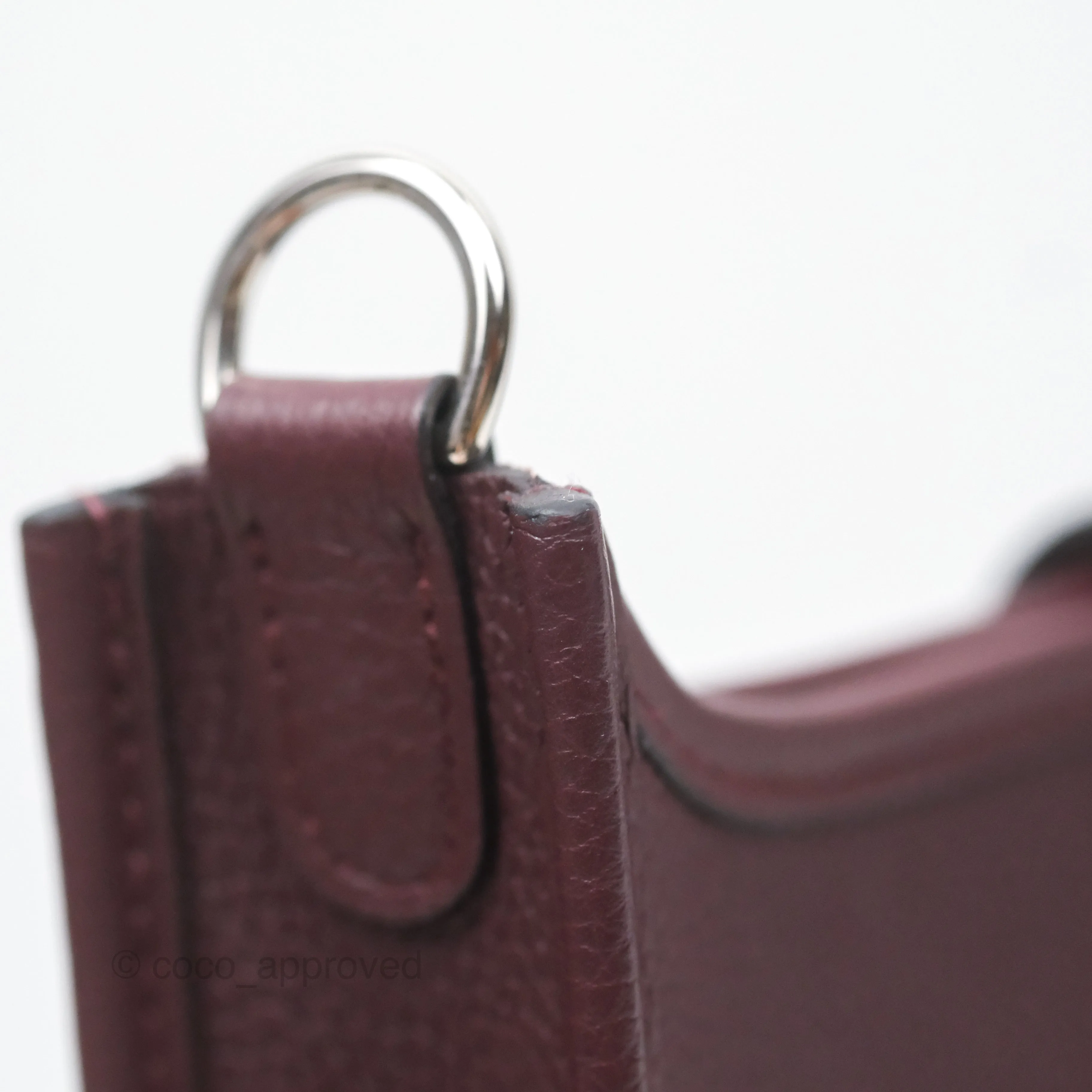 Herms Mini Evelyne 16 Bordeaux 57 Taurillon Maurice Palladium Hardware
