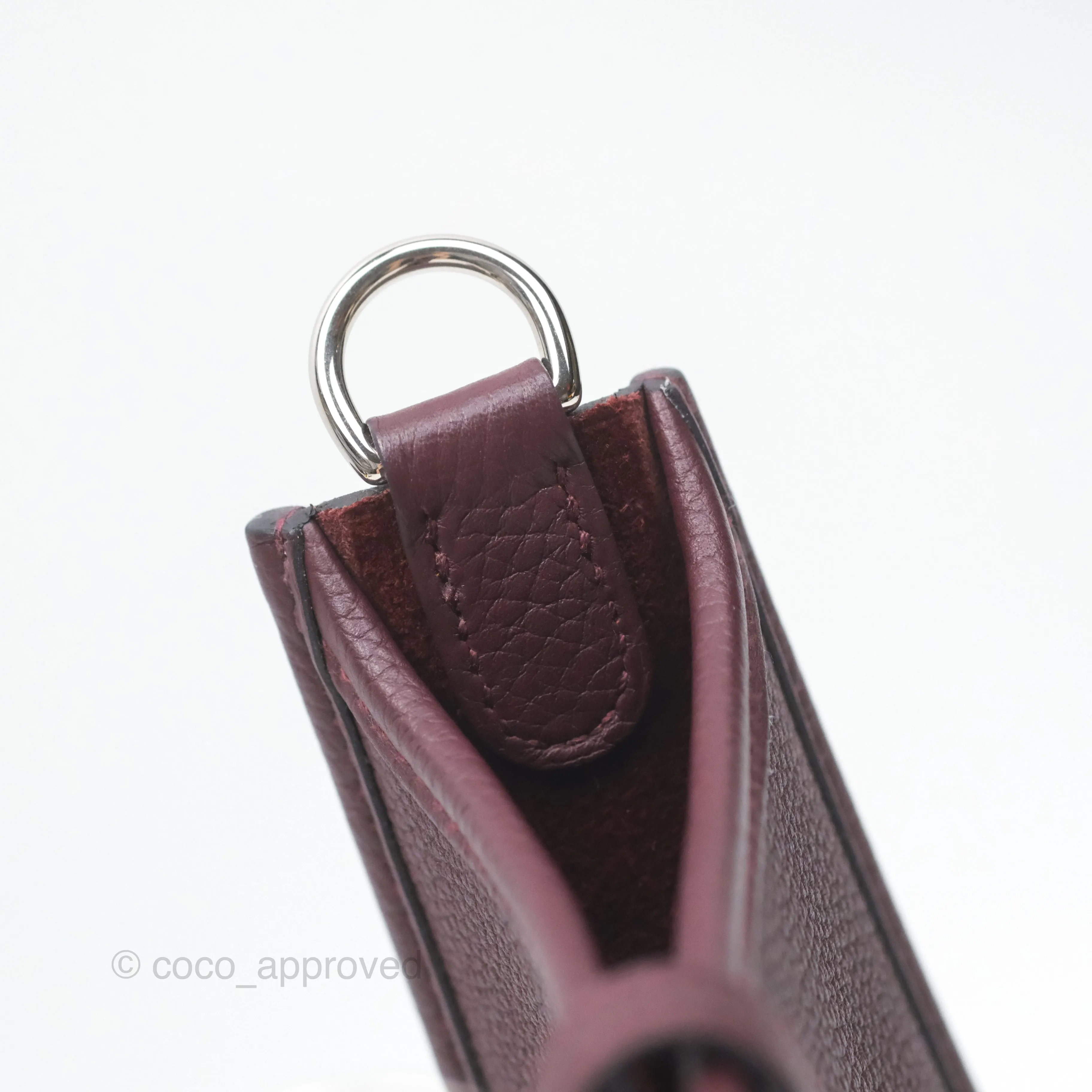 Herms Mini Evelyne 16 Bordeaux 57 Taurillon Maurice Palladium Hardware