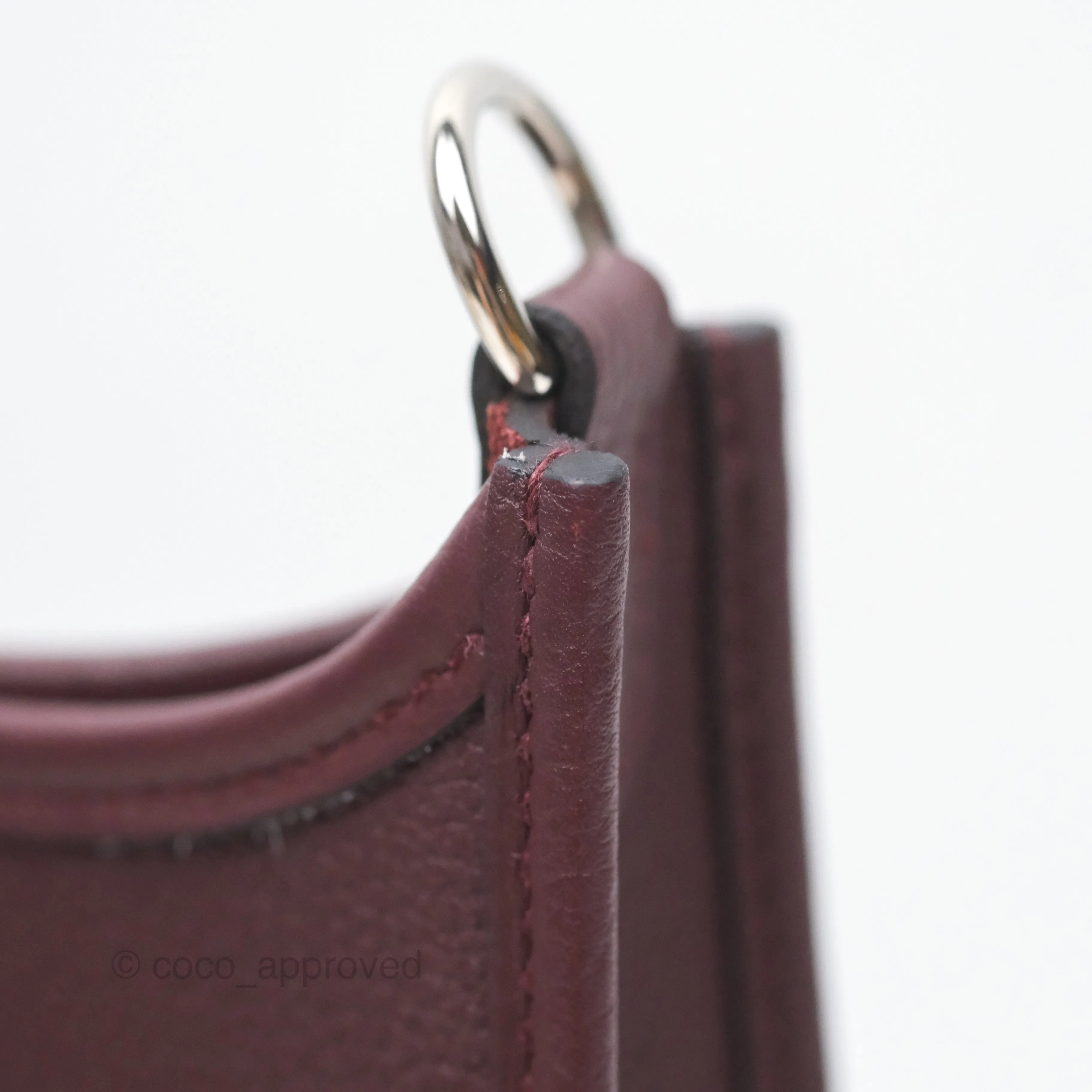 Herms Mini Evelyne 16 Bordeaux 57 Taurillon Maurice Palladium Hardware