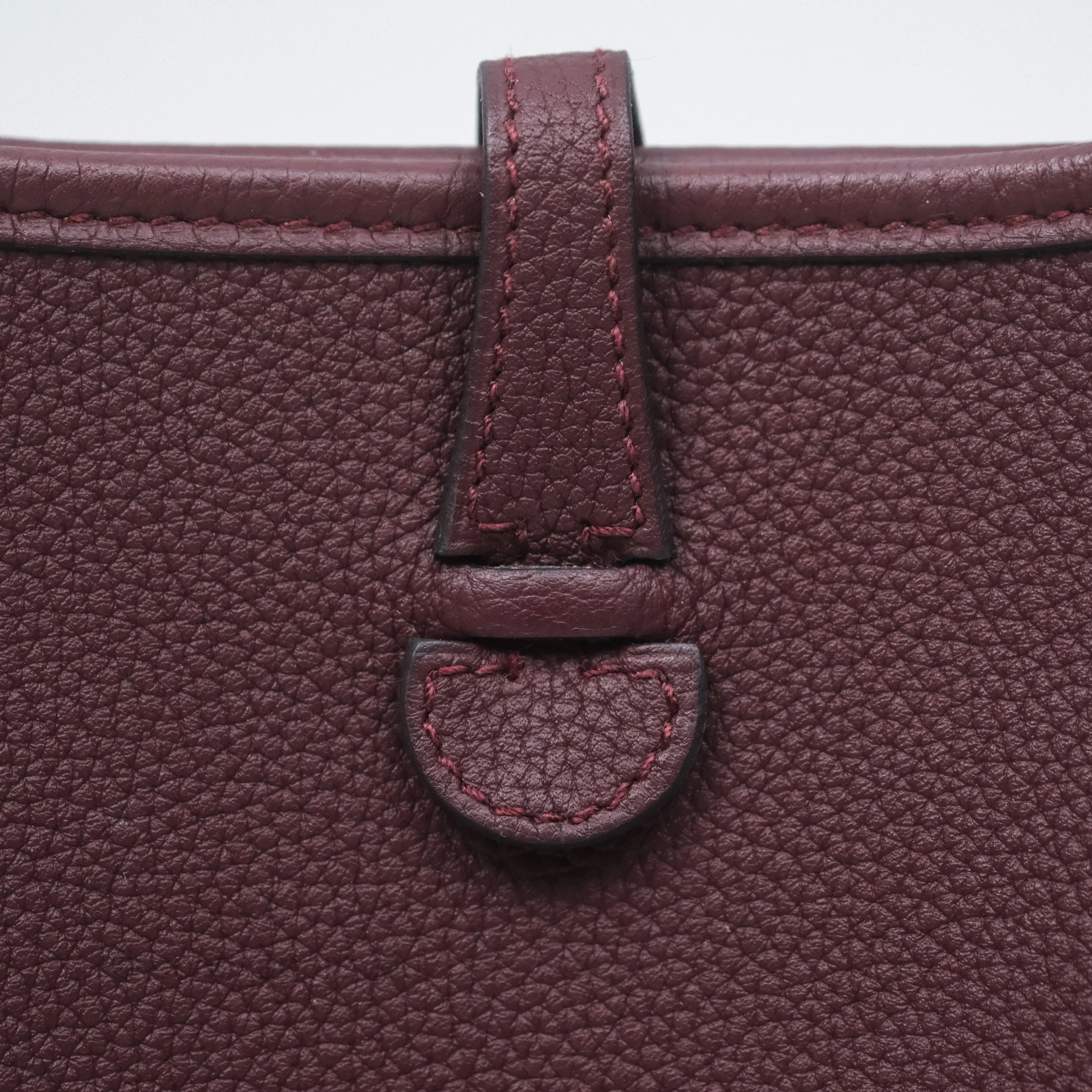 Herms Mini Evelyne 16 Bordeaux 57 Taurillon Maurice Palladium Hardware