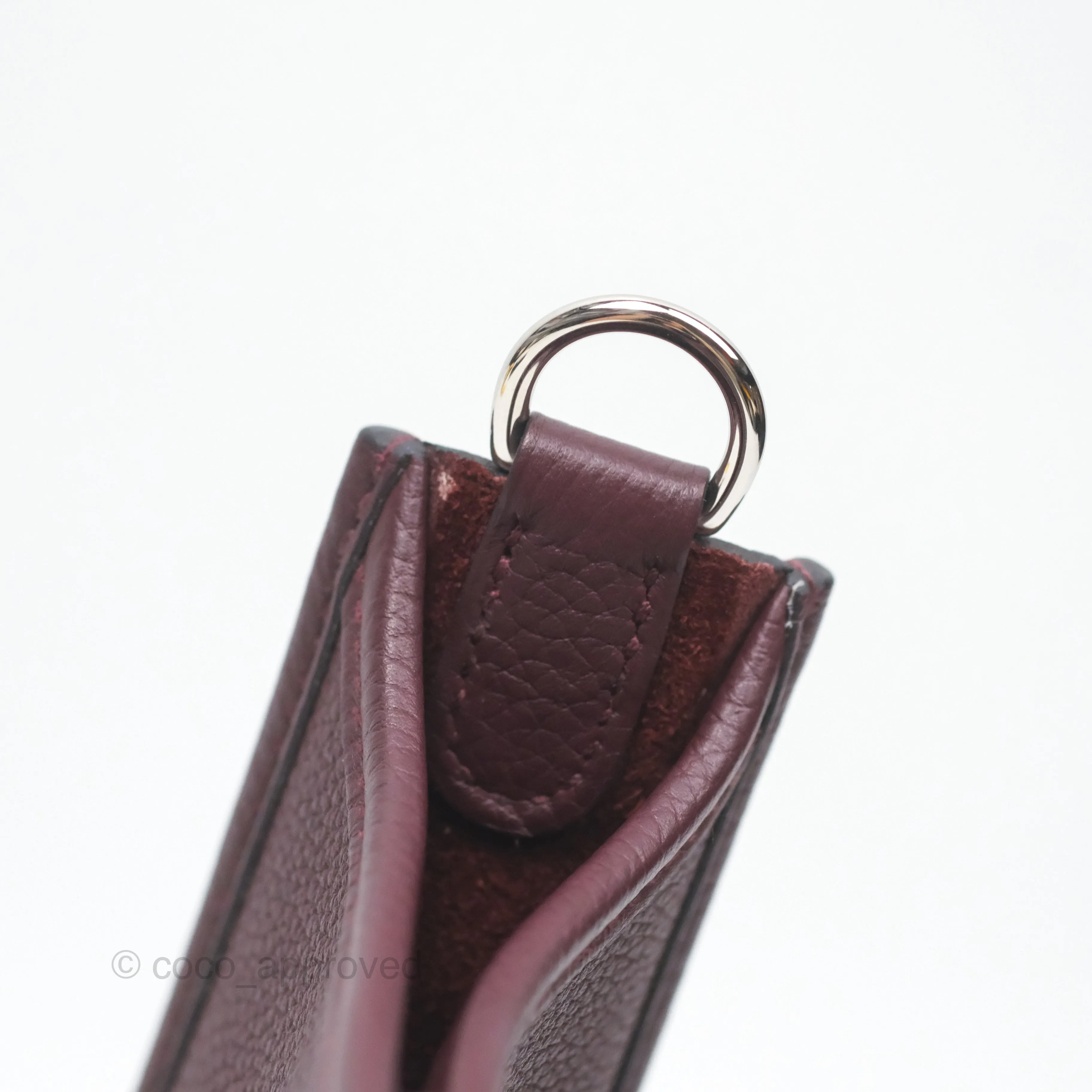 Herms Mini Evelyne 16 Bordeaux 57 Taurillon Maurice Palladium Hardware