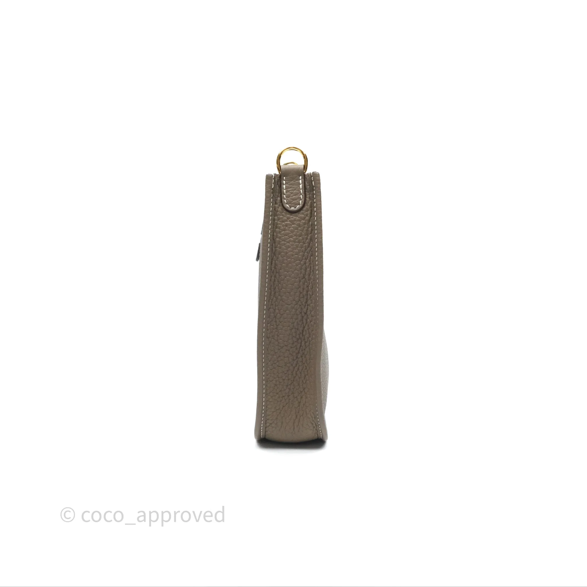 Herms Mini Evelyne 16 Etoupe 18 Clemence Gold Hardware with Bleu Indigo Strap