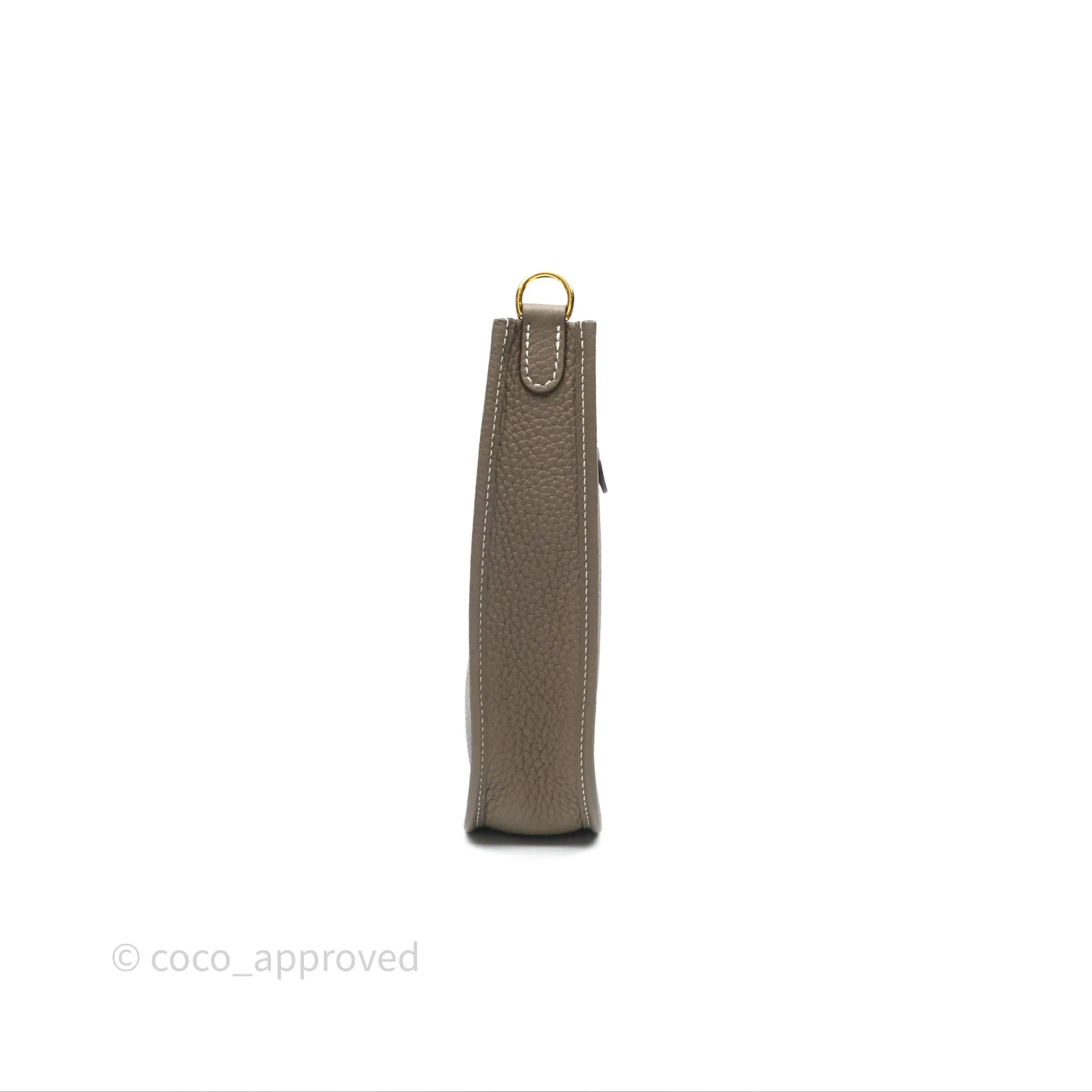 Herms Mini Evelyne 16 Etoupe 18 Clemence Gold Hardware with Bleu Indigo Strap