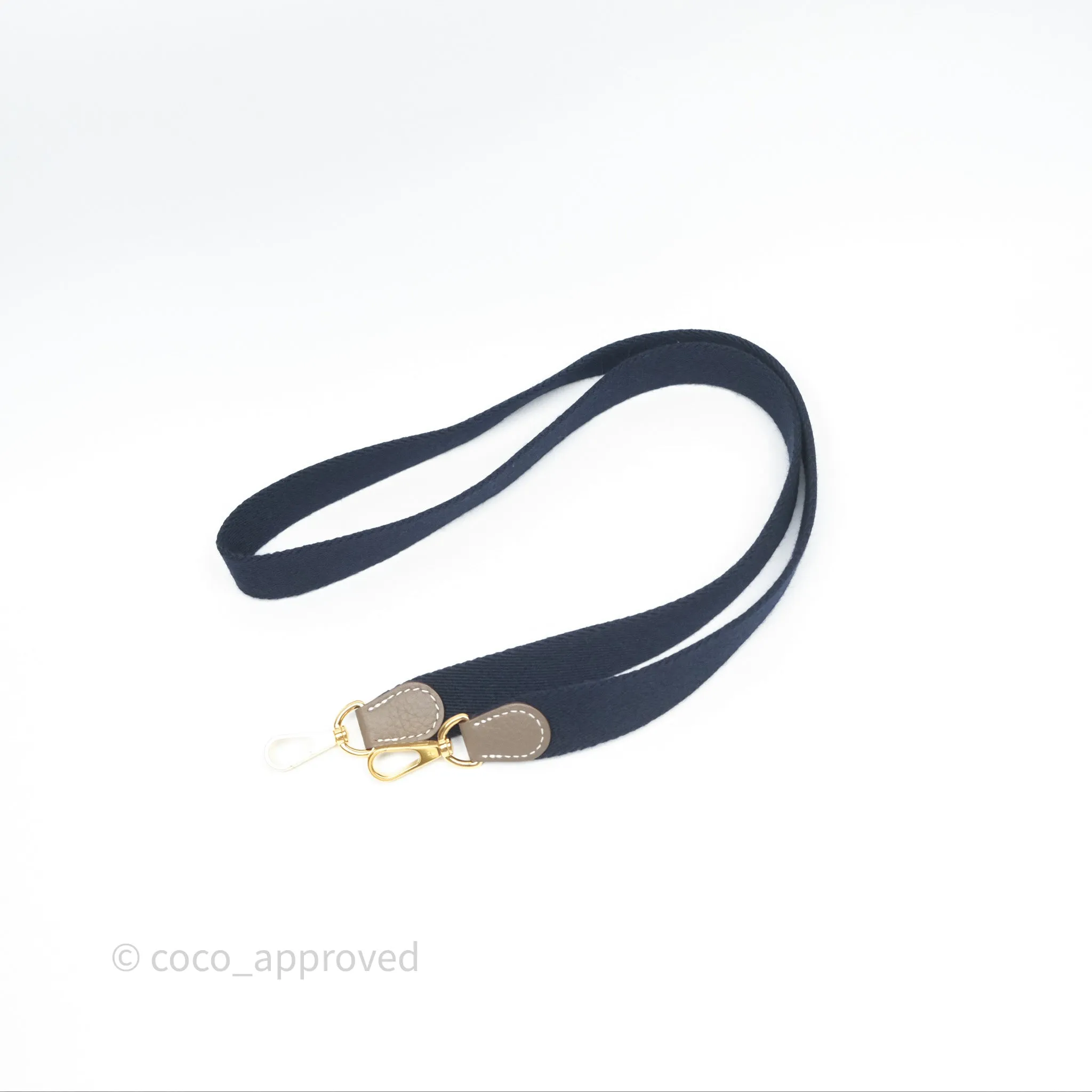 Herms Mini Evelyne 16 Etoupe 18 Clemence Gold Hardware with Bleu Indigo Strap