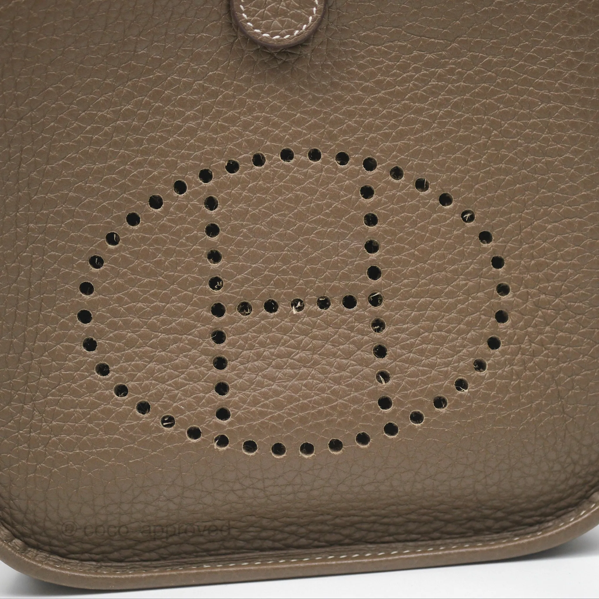 Herms Mini Evelyne 16 Etoupe 18 Clemence Palladium Hardware with Bleu Indigo Strap