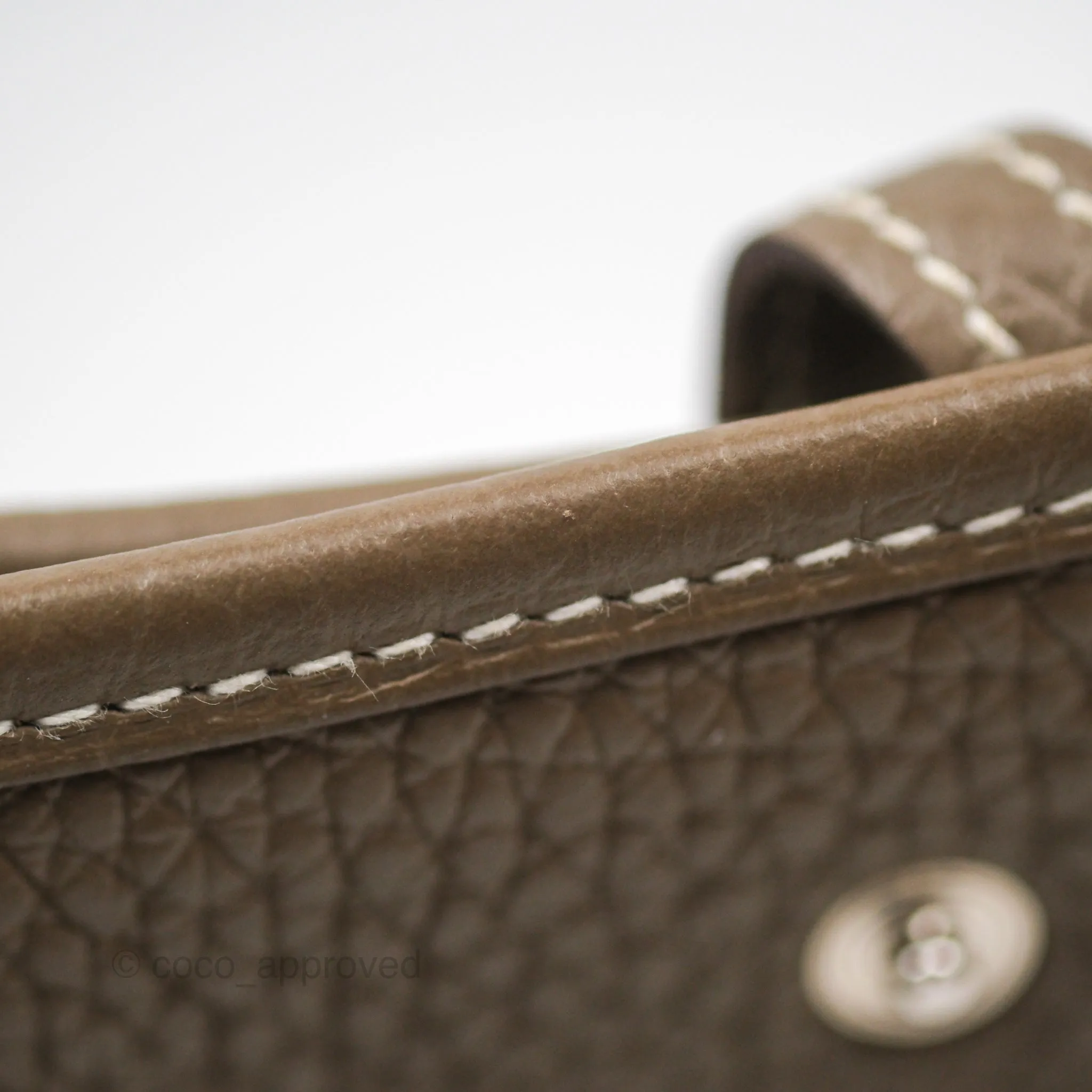 Herms Mini Evelyne 16 Etoupe 18 Clemence Palladium Hardware with Bleu Indigo Strap