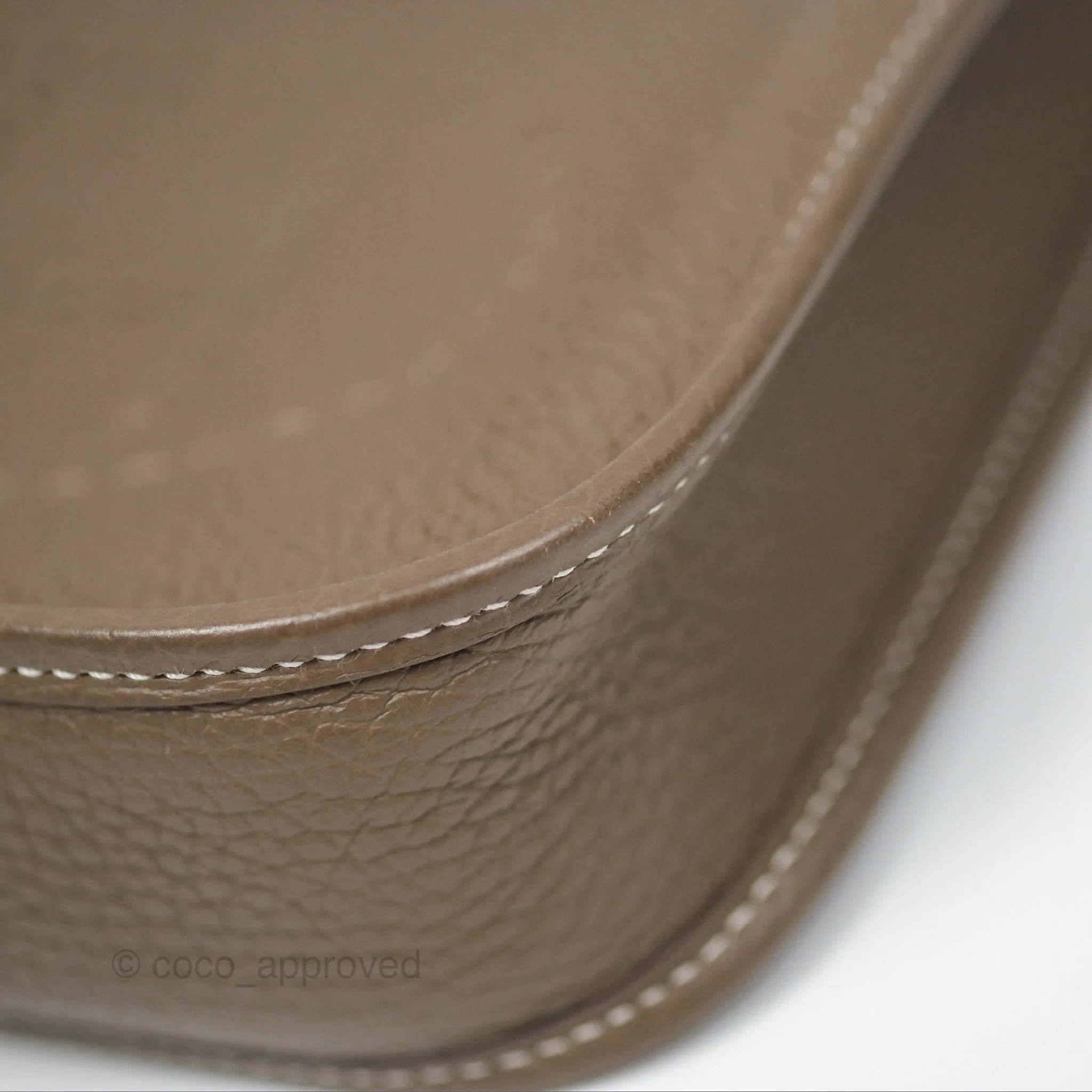 Herms Mini Evelyne 16 Etoupe 18 Clemence Palladium Hardware with Bleu Indigo Strap
