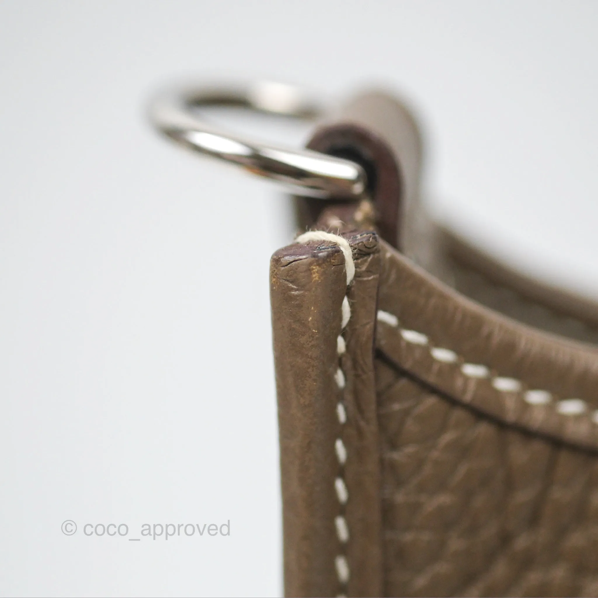 Herms Mini Evelyne 16 Etoupe 18 Clemence Palladium Hardware with Bleu Indigo Strap