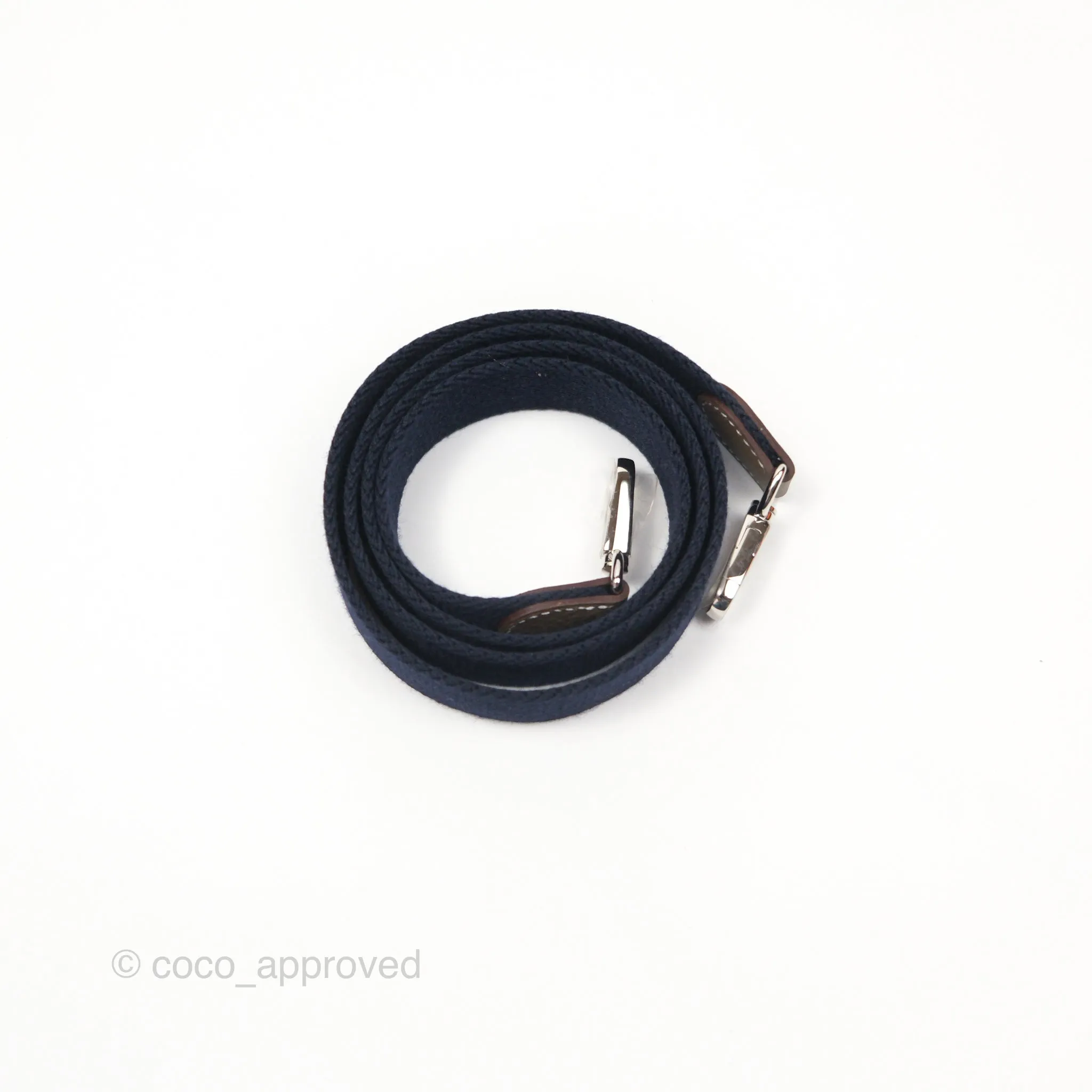 Herms Mini Evelyne 16 Etoupe 18 Clemence Palladium Hardware with Bleu Indigo Strap
