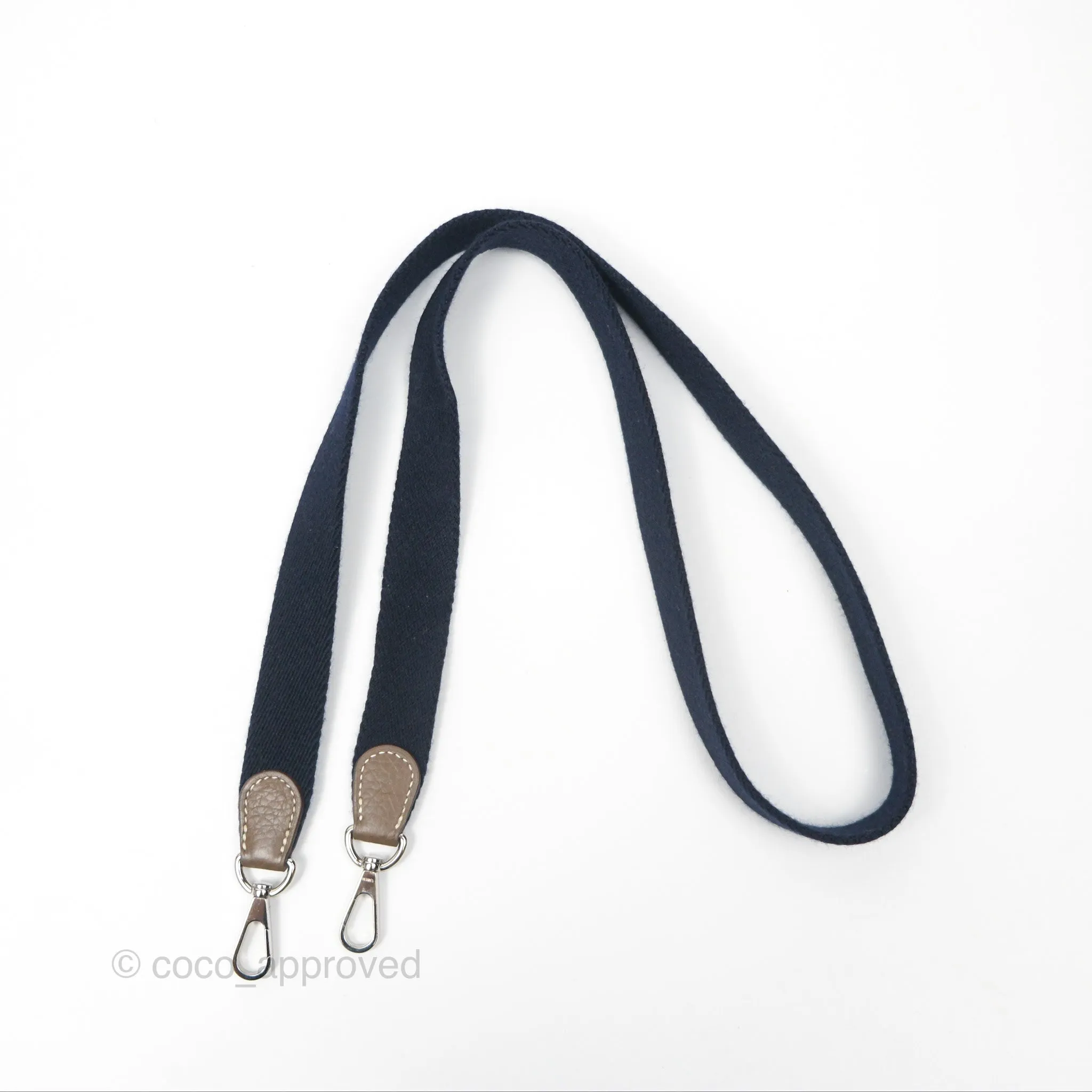 Herms Mini Evelyne 16 Etoupe 18 Clemence Palladium Hardware with Bleu Indigo Strap