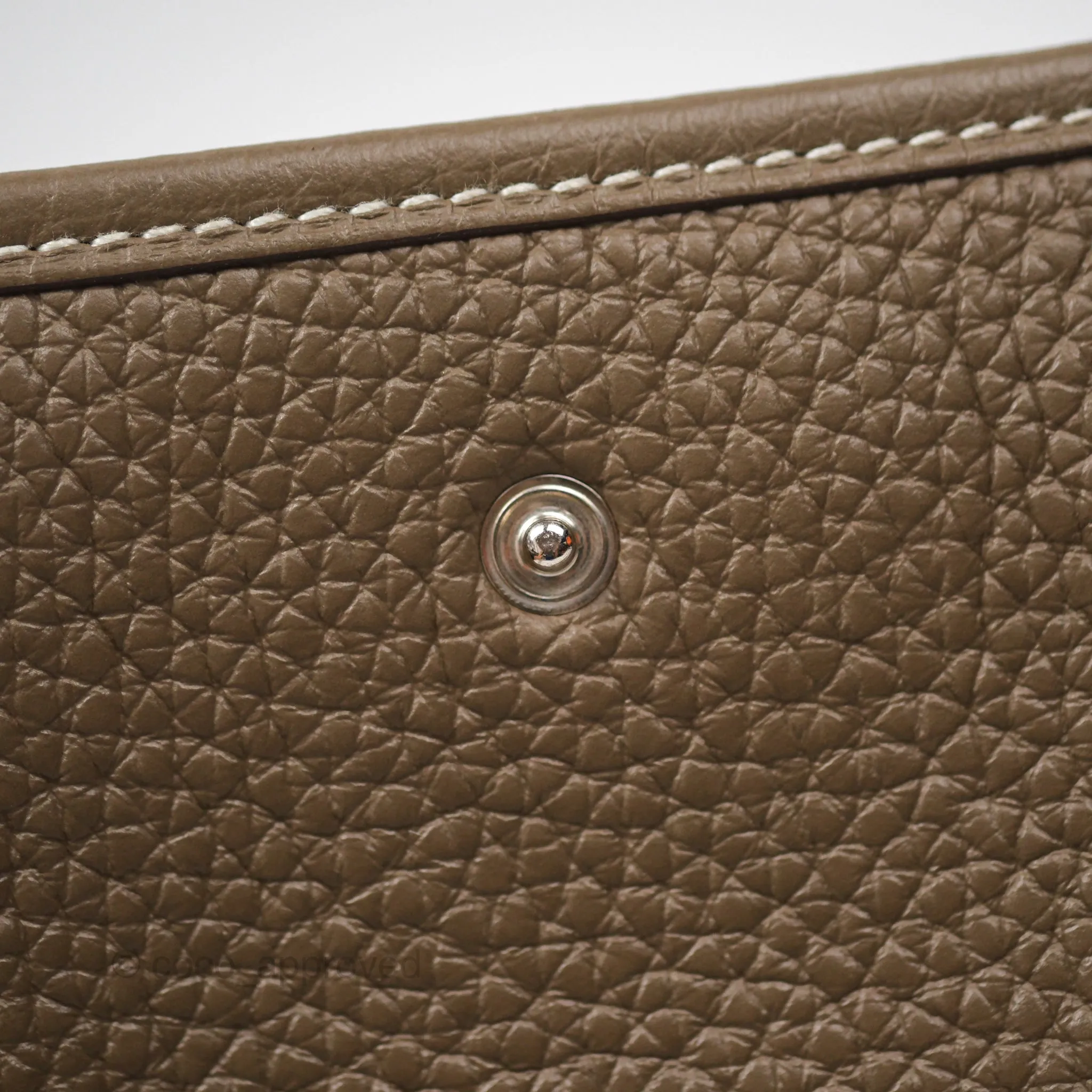 Herms Mini Evelyne 16 Etoupe 18 Clemence Palladium Hardware with Bleu Indigo Strap