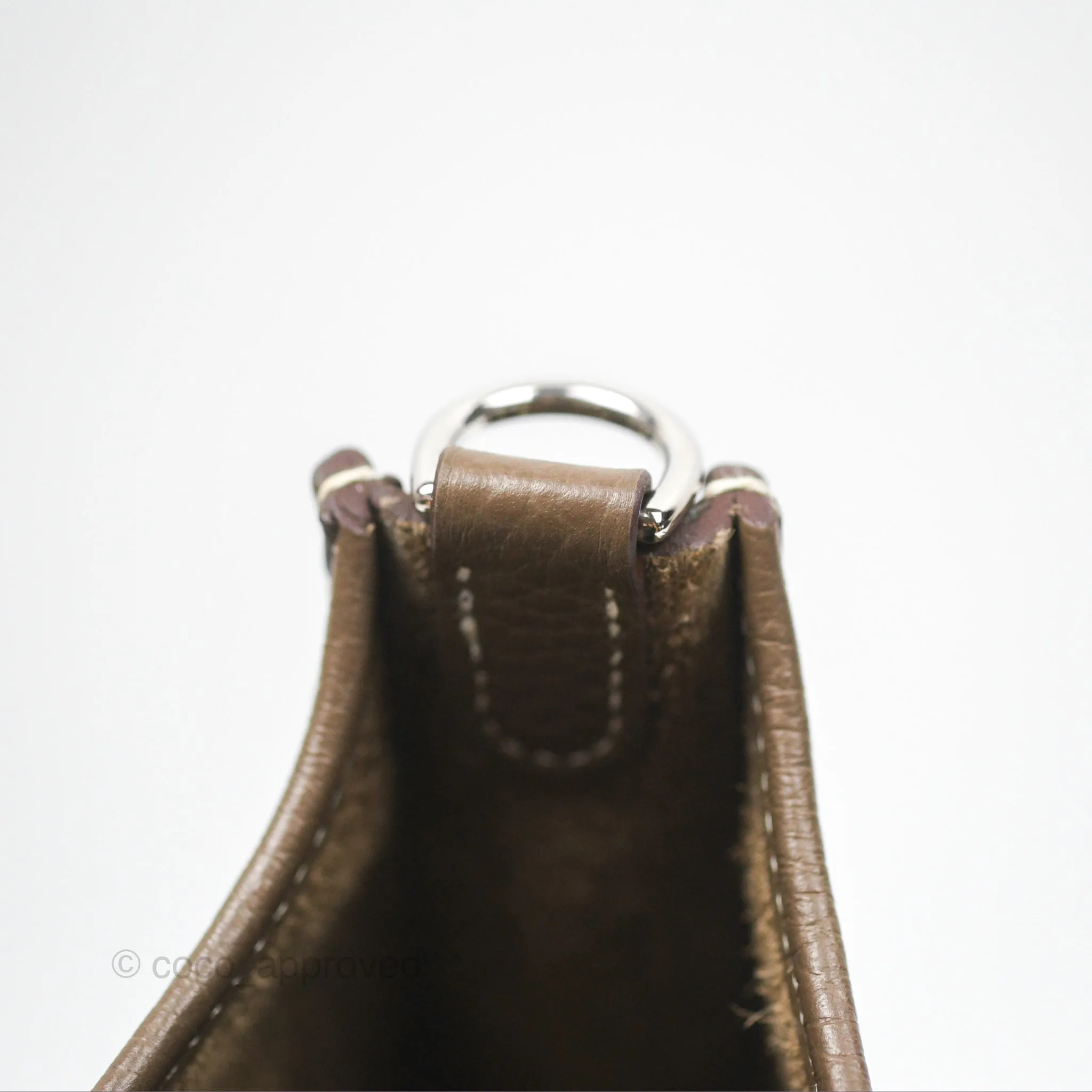 Herms Mini Evelyne 16 Etoupe 18 Clemence Palladium Hardware with Bleu Indigo Strap