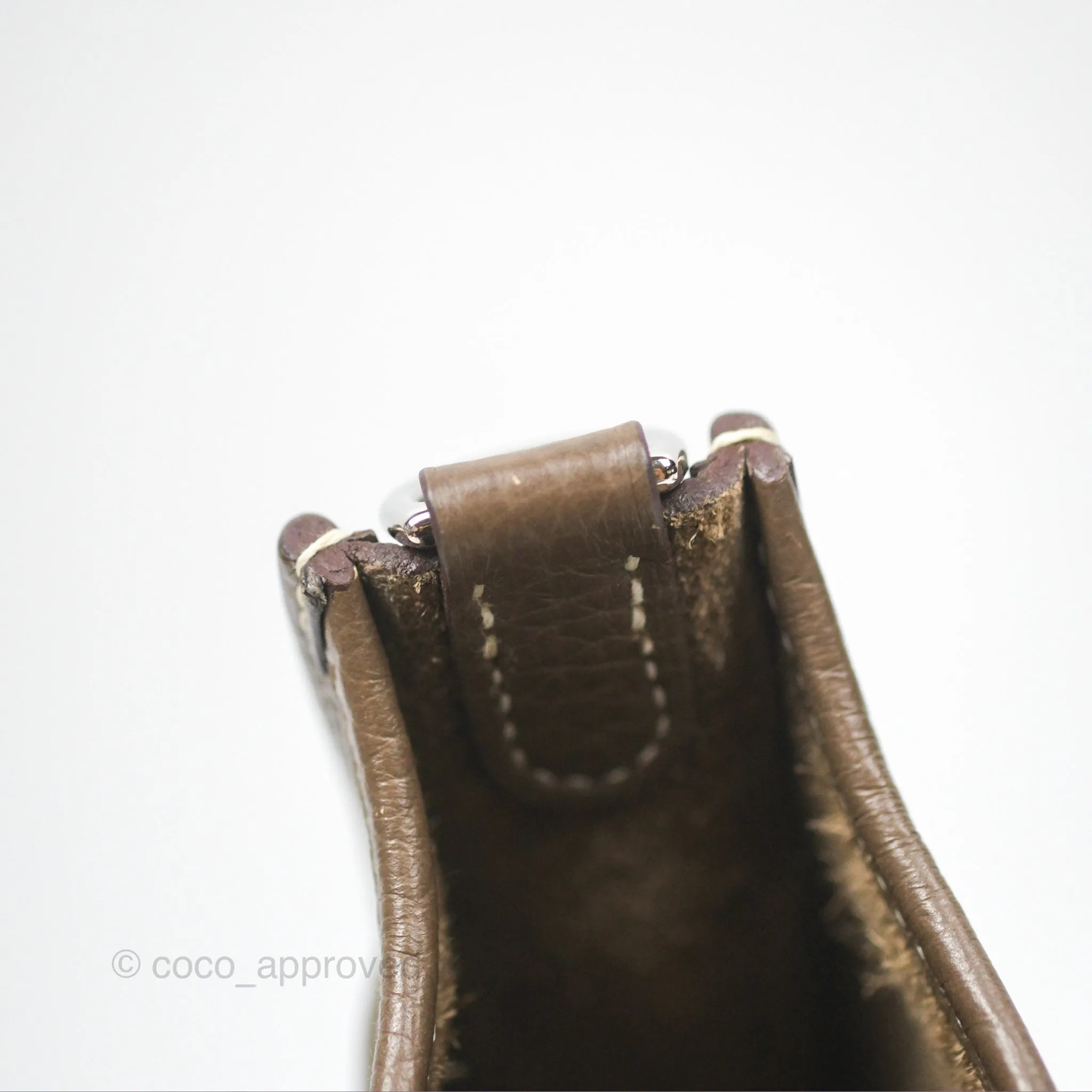 Herms Mini Evelyne 16 Etoupe 18 Clemence Palladium Hardware with Bleu Indigo Strap