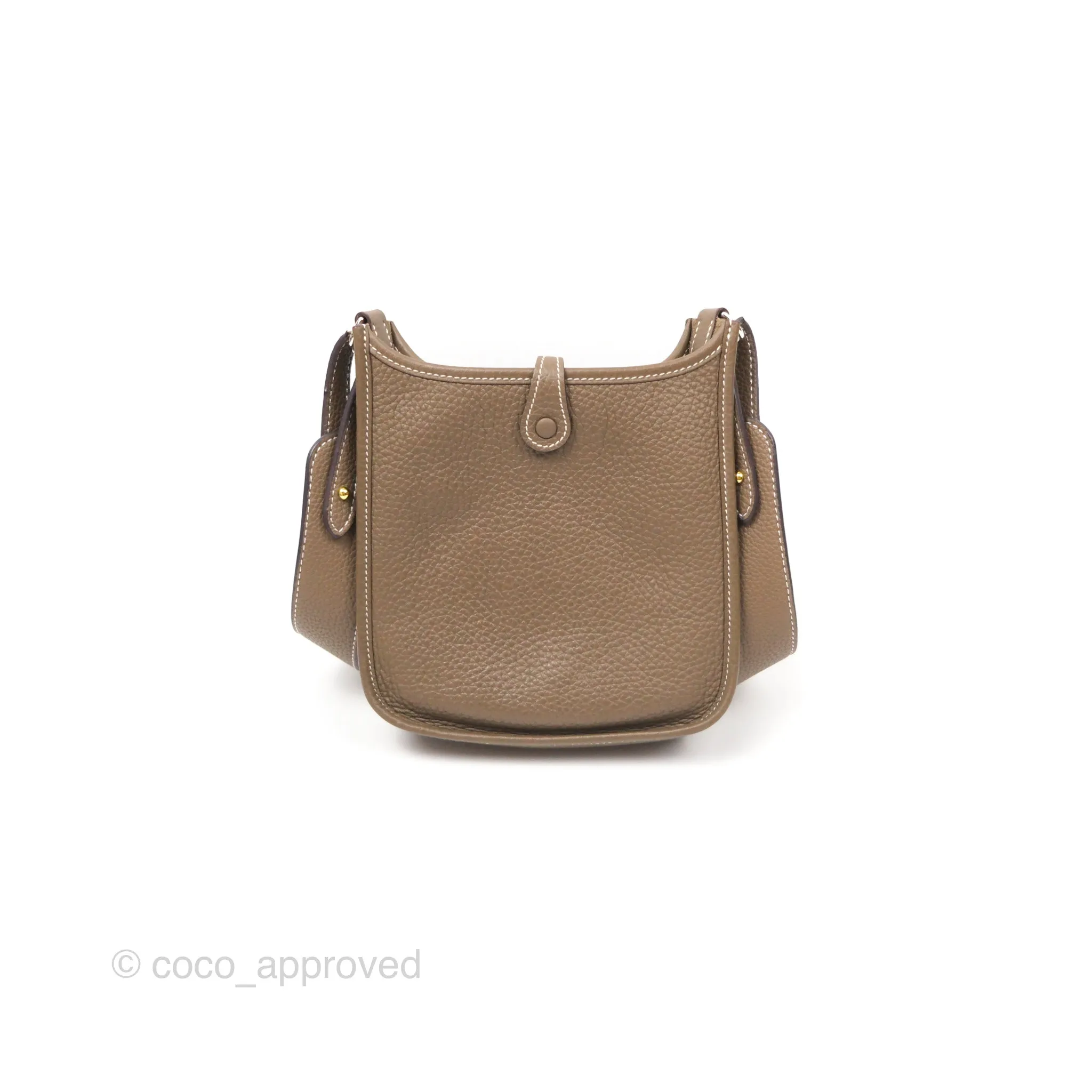 Herms Mini Evelyne 16 Etoupe 18 Clemence Palladium Hardware with Bleu Indigo Strap
