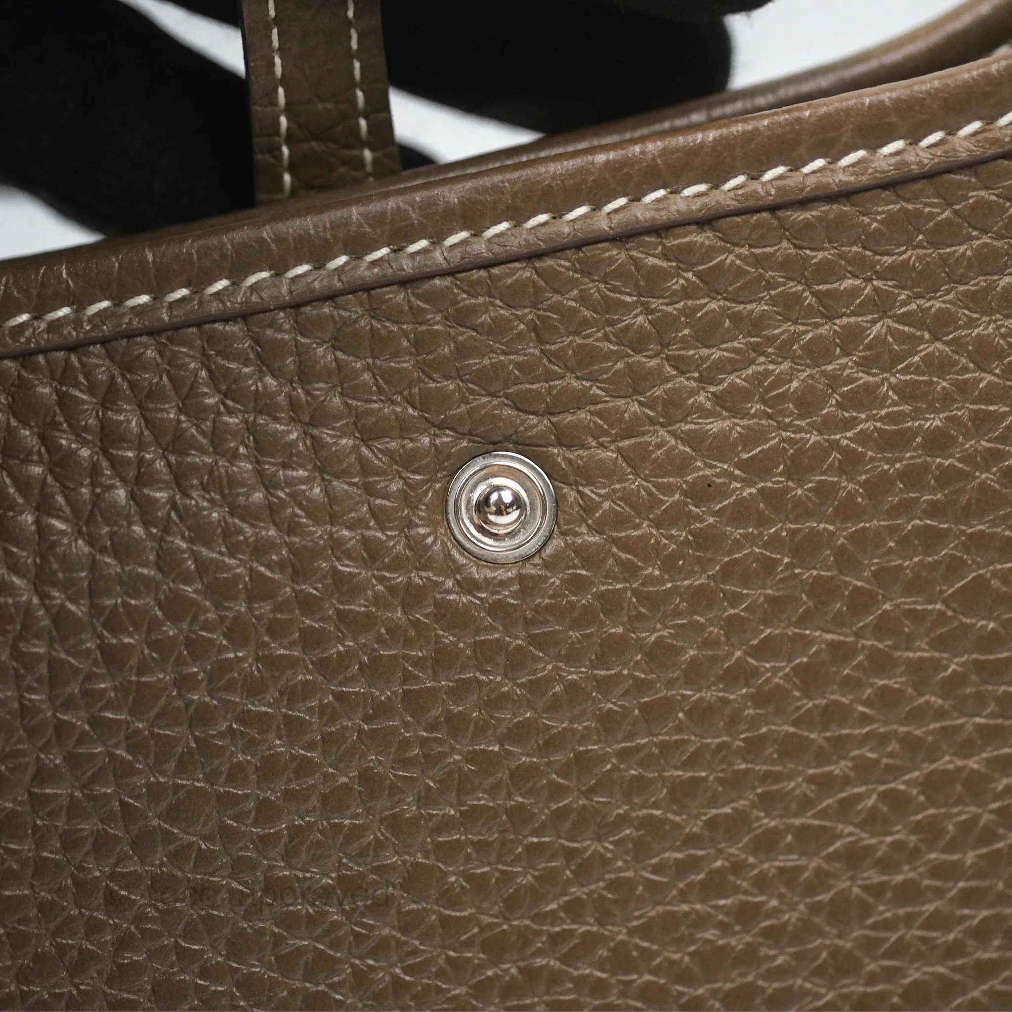 Herms Mini Evelyne 16 Etoupe 18 Clemence Palladium Hardware with Bleu Indigo Strap